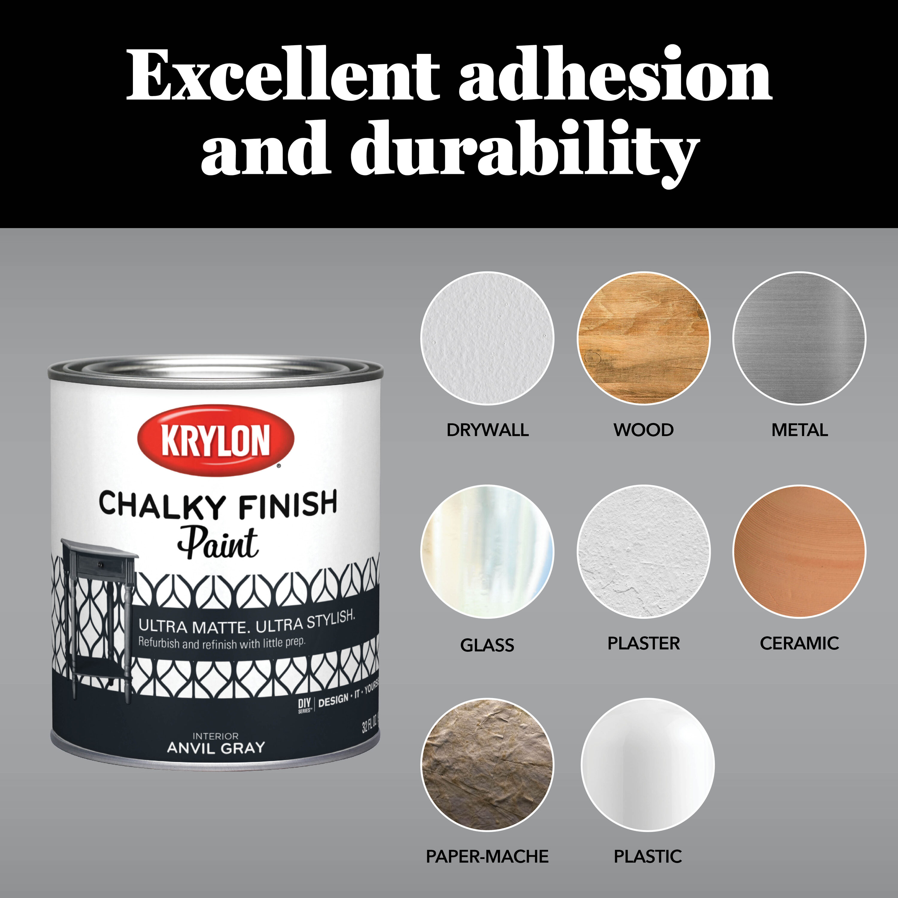 Krylon CHALKY FINISH 12 Oz. Ultra Matte Chalk Spray Paint, Anvil Gray -  Thomas Do-it Center