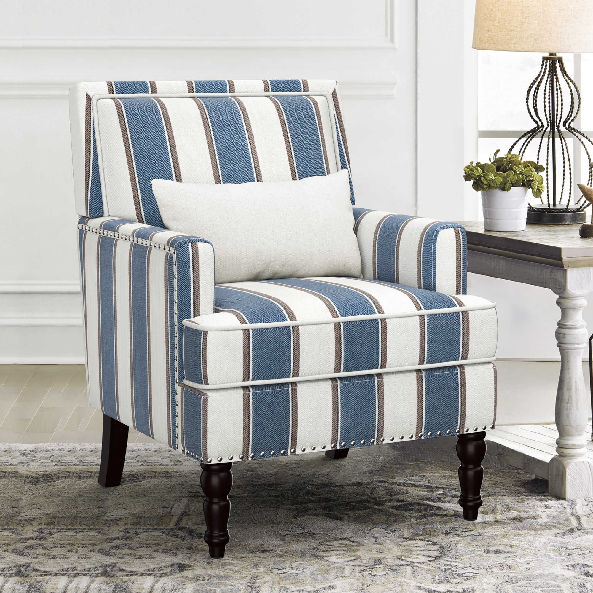 LUE BONA SG-007-03LS Modern Blue/White Accent Chair