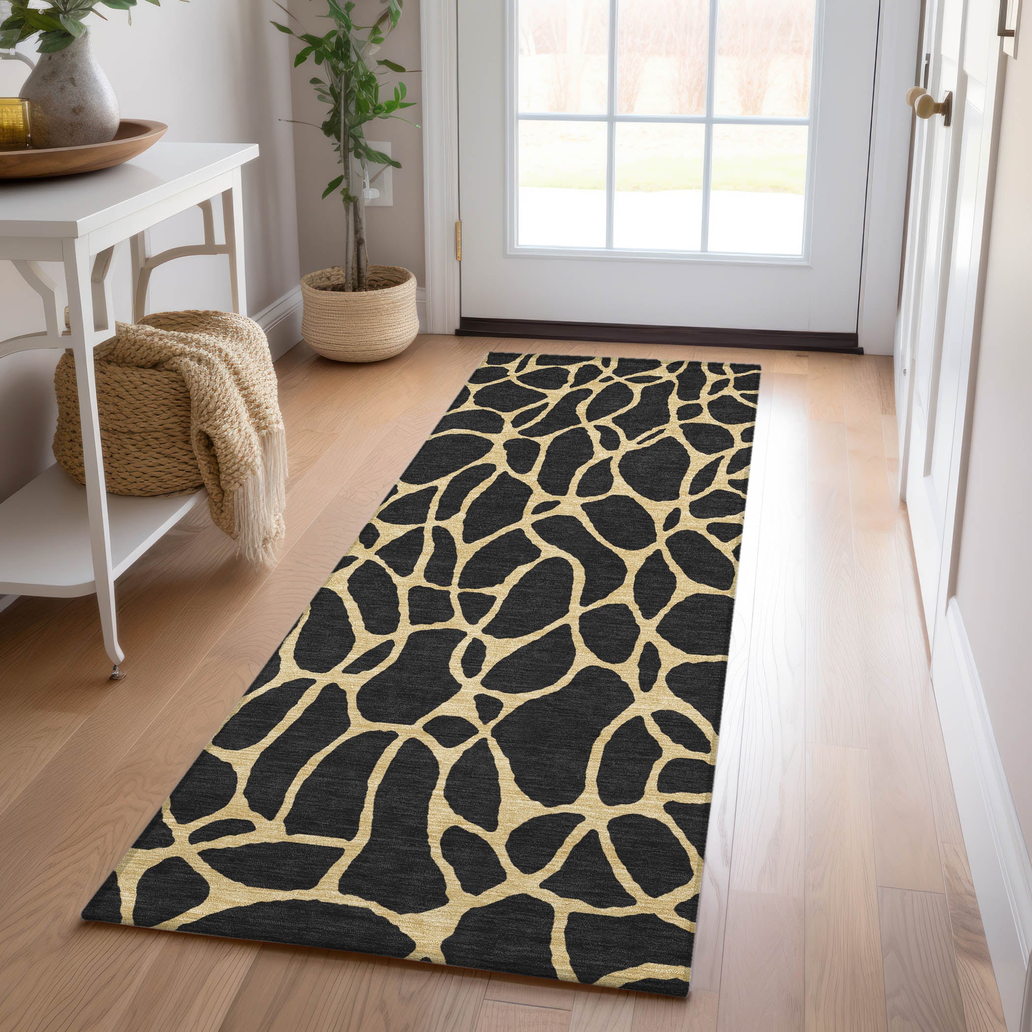 Addison Rugs ACN1023BK2X8 Chantille ACN1023BK 2 x 7 (ft) Polyester Black Rectangular Indoor/Outdoor Geometric Machine washable Runner rug