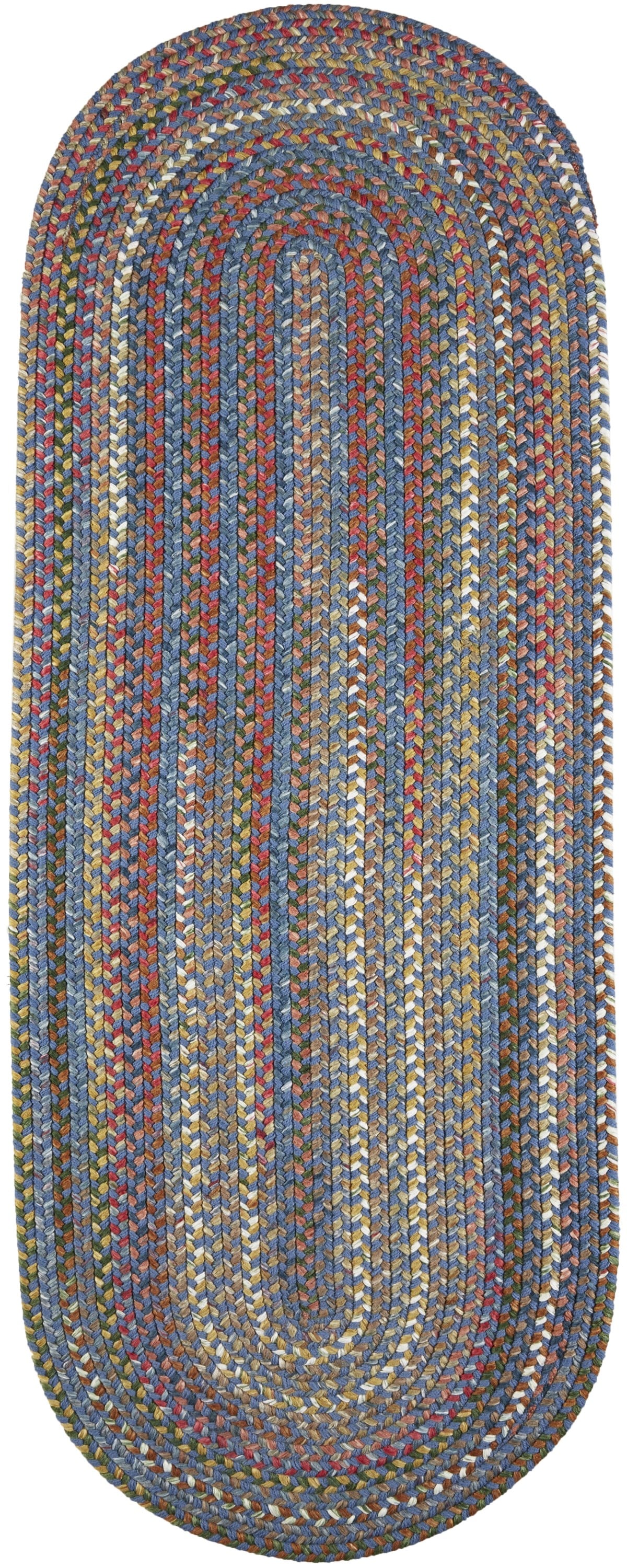Rhody Rug CJ95R024X048 2 x 4 (ft) Braided Polypropylene Sapphire Oval Indoor/Outdoor Geometric Area rug