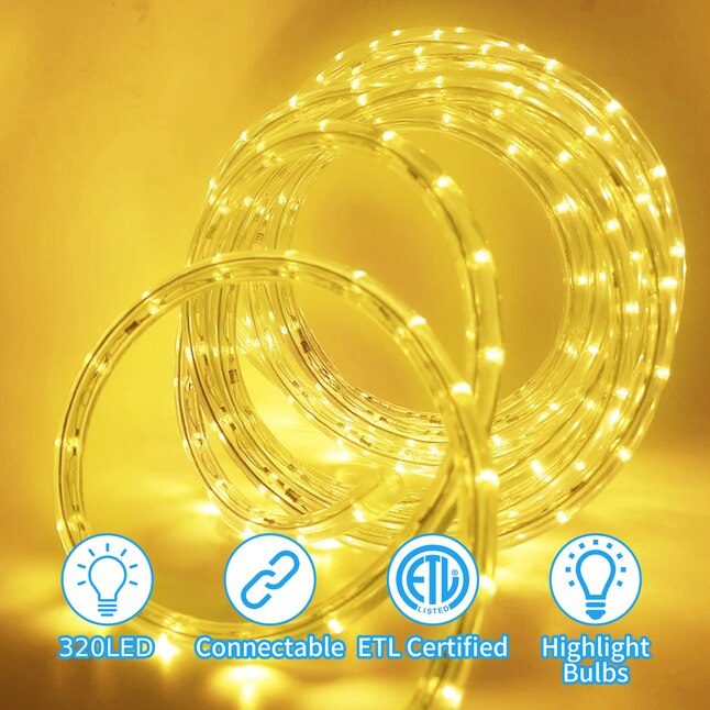 DEERPORT Decor 48-ft LED Warm White Rope Light DEERPORT Decor 48-ft LED Warm White Rope Light