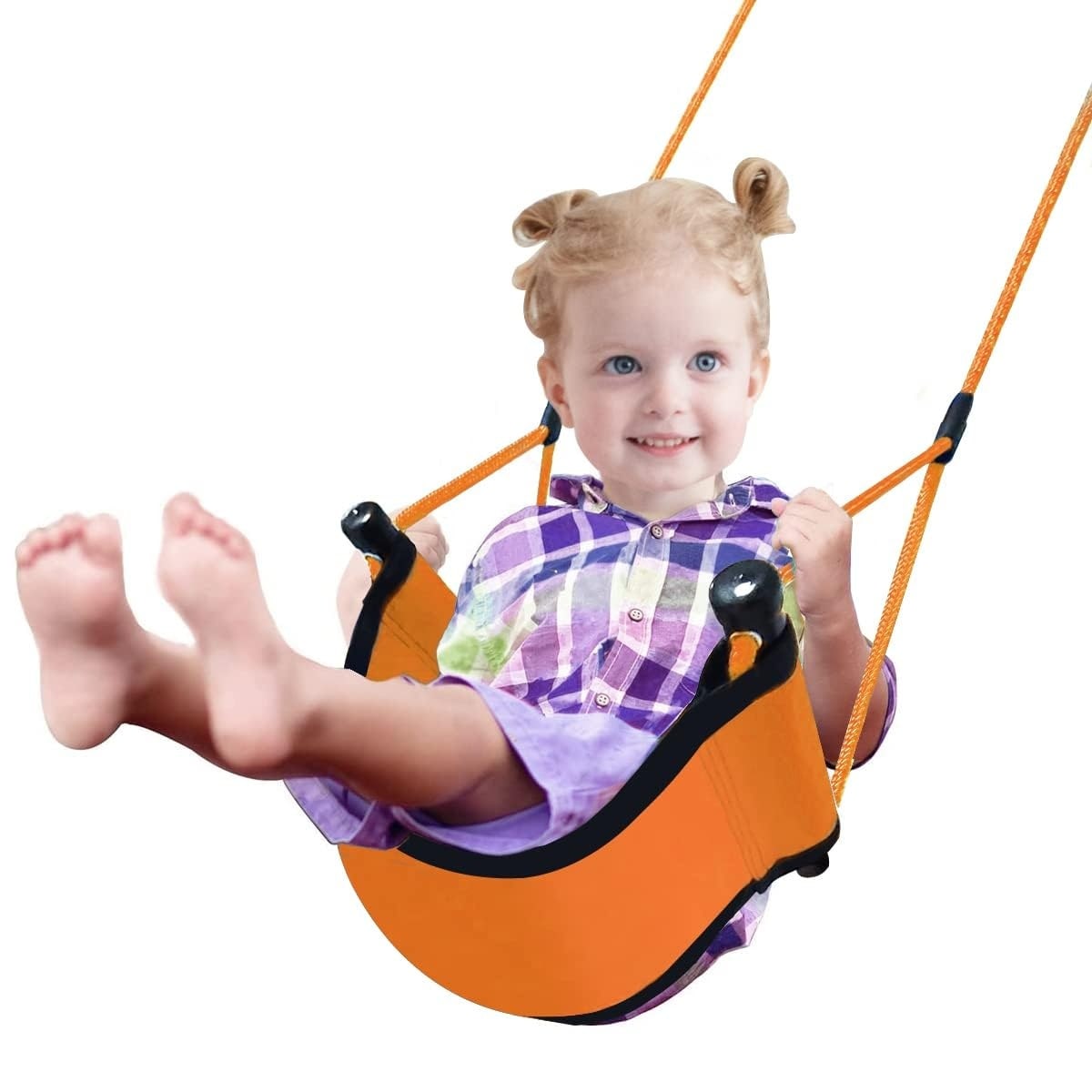 Etokfoks  Orange U Shape Oxford Fabric Swing Seat Adjustable Nylon Rope 43 3 to 66 9 Inch Height 330 Pound Capacity with Hardware