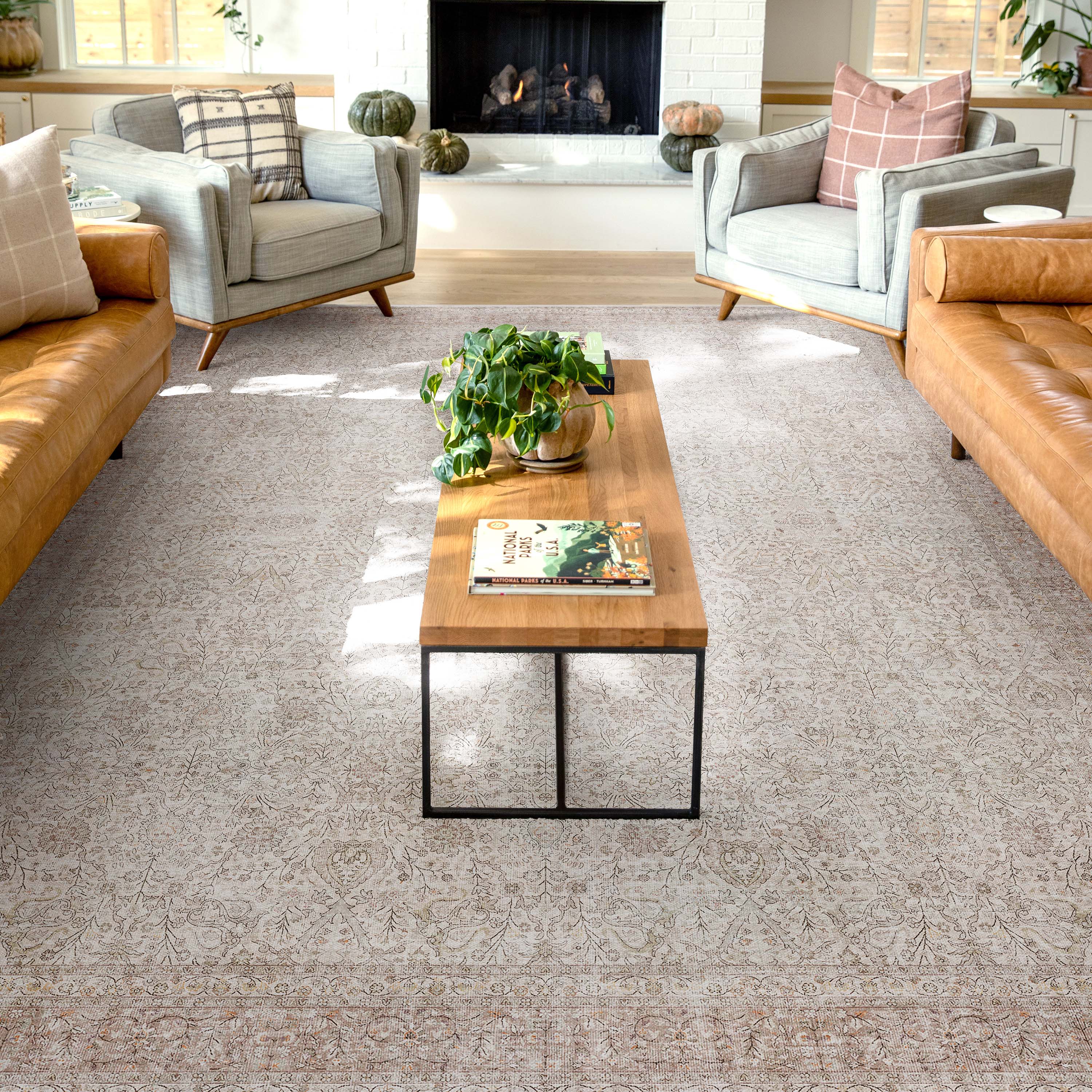 Well Woven W-AS-08B-5 Asha 5 x 7 (ft) Flatweave Polyester Beige Rectangular Indoor Floral/Botanical Vintage Area rug