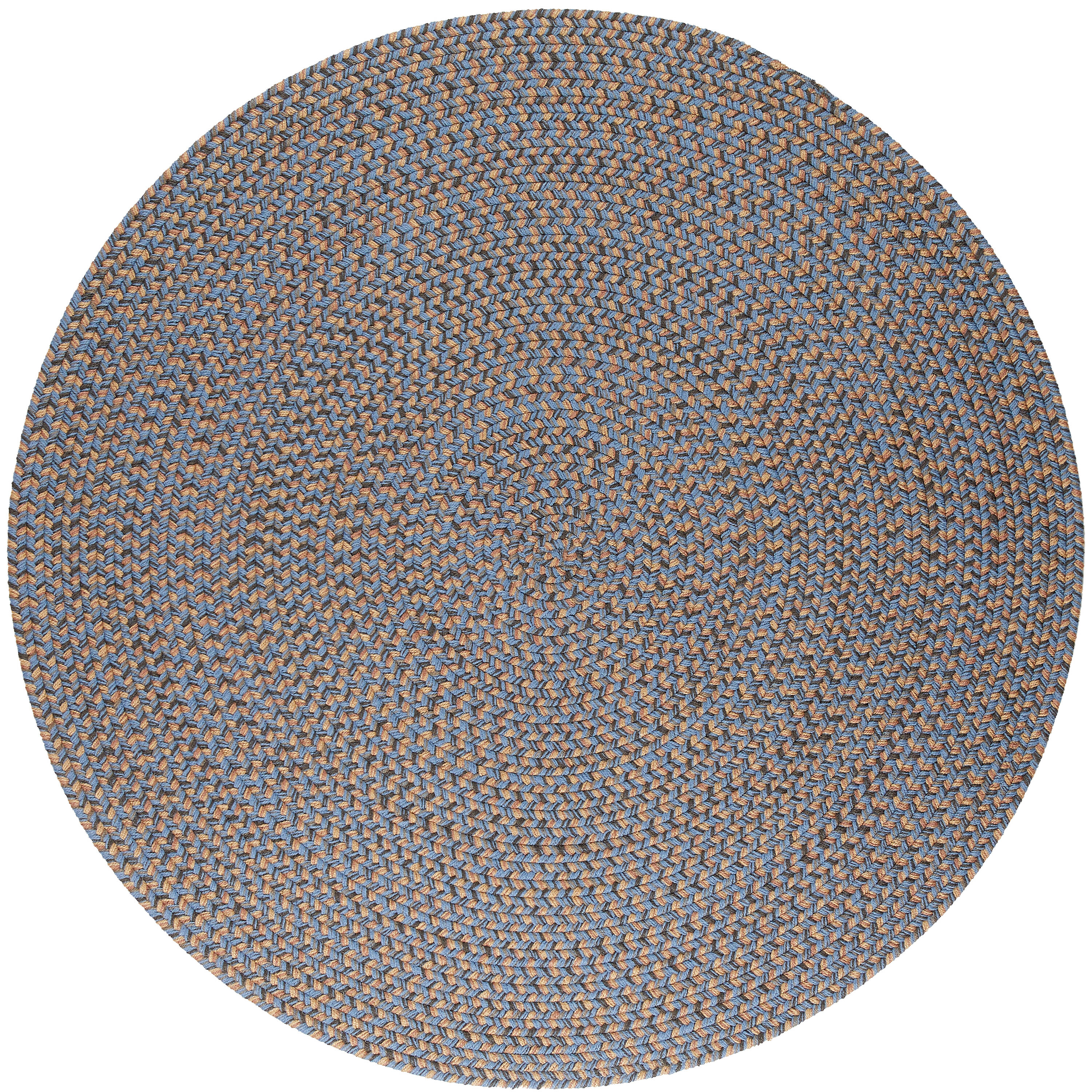 Rhody Rug CD96R048X048 4 x 4 (ft) Braided Polypropylene Denim Blue Round Indoor/Outdoor Geometric Area rug