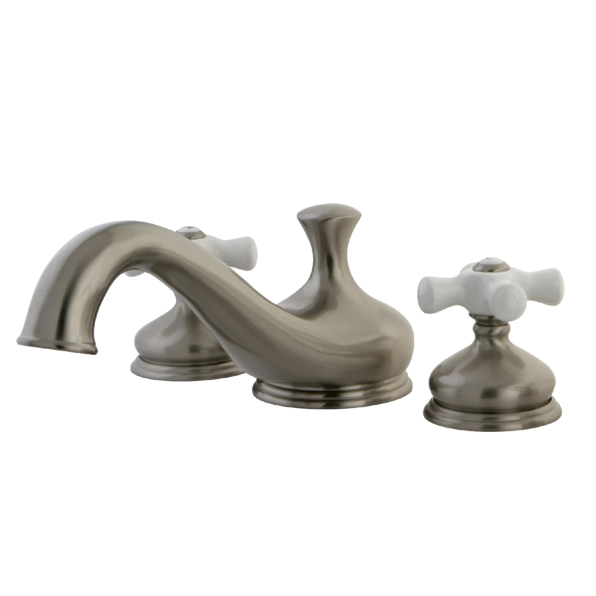 Kingston Brass WLKS3338PX Heritage Brushed nickel 2-handle Deck-mount Roman Low-arc Bathtub Faucet ( Valve Included )