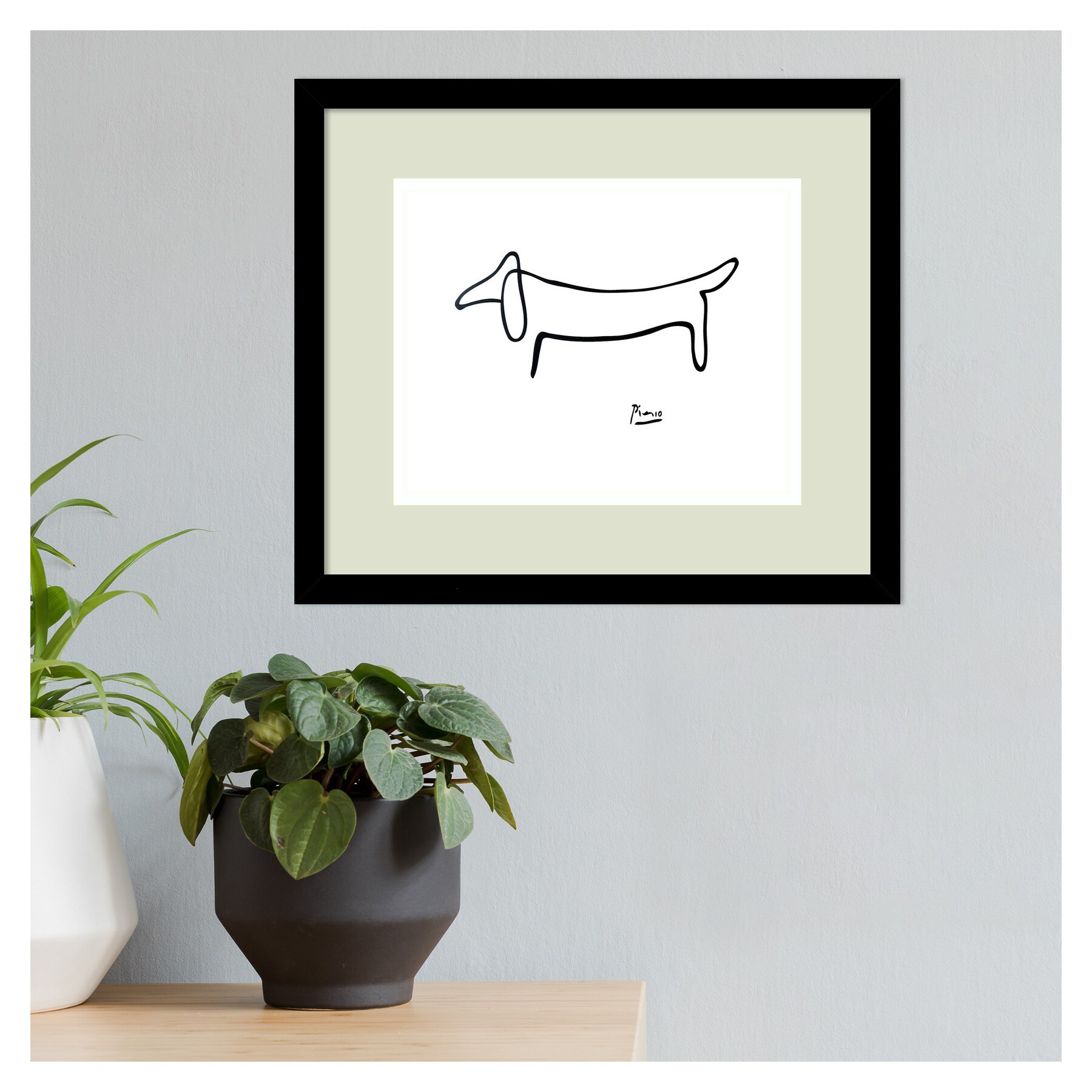 Amanti Art Le Chien (The Dog) Picasso Animals Black Wood Framed 13-in H ...