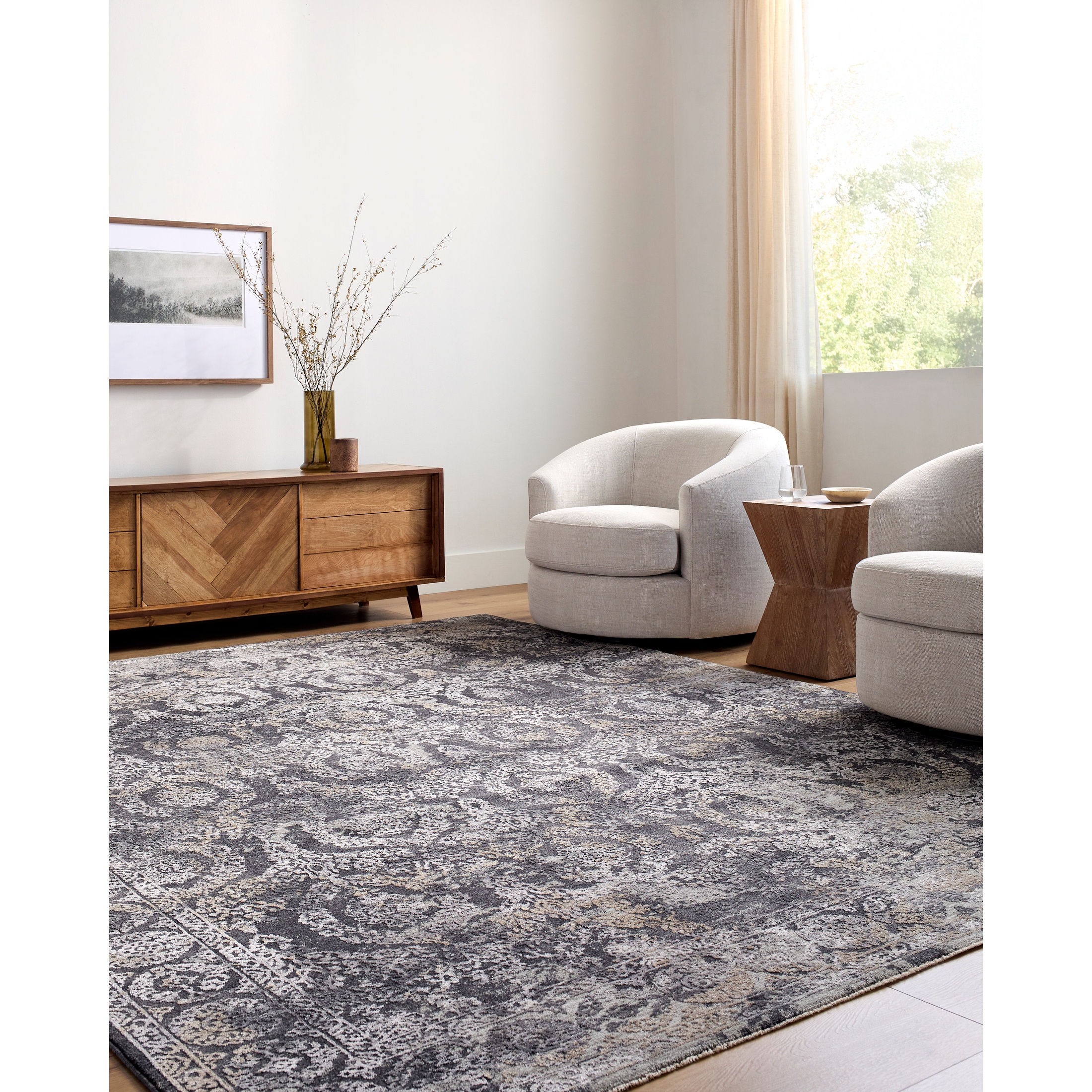 Livabliss - Gakko 7 x 10 (ft) Flatweave Polyester Black/Gray Rectangular Indoor Abstract Global S...