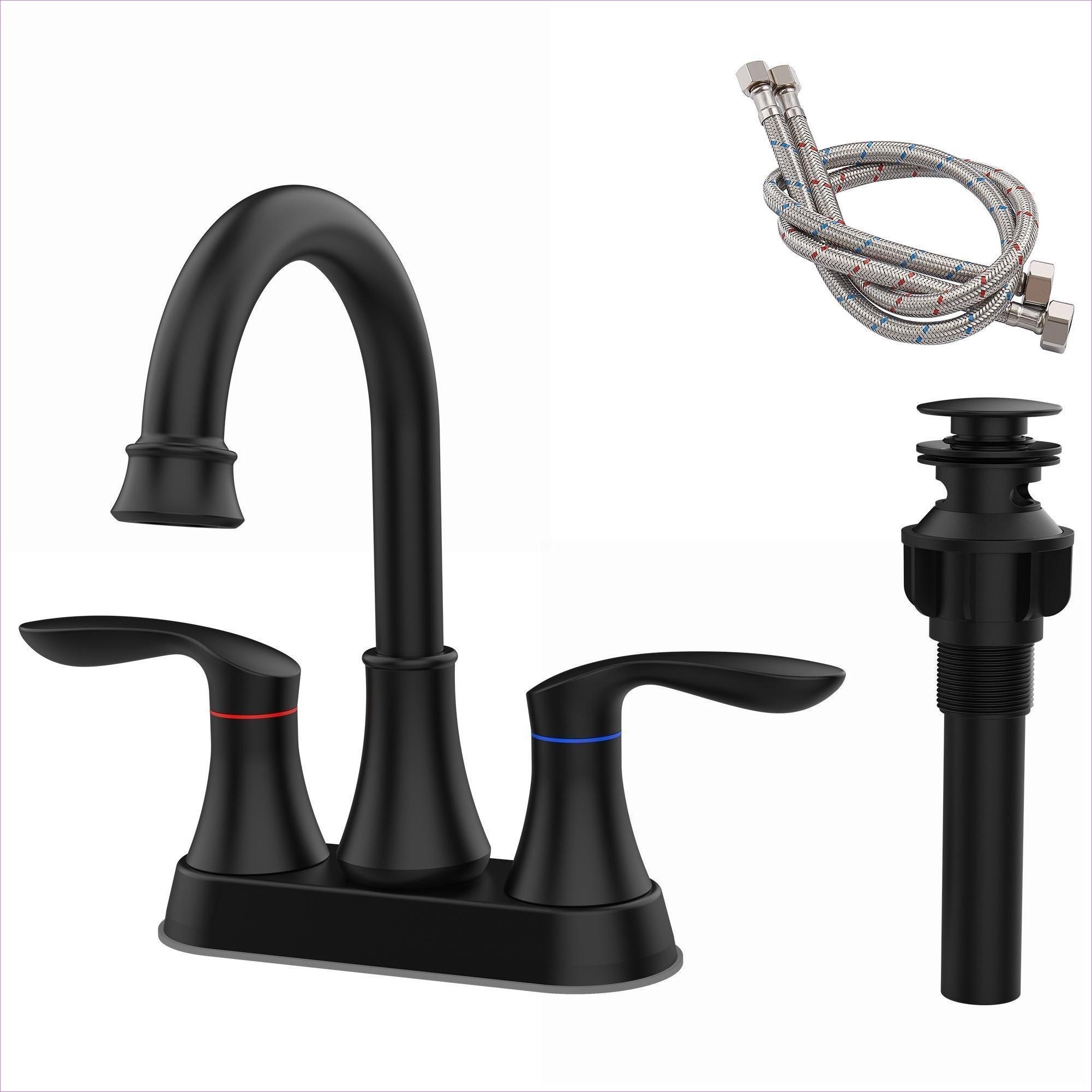 Watnature - 6 Inch Jet Black Metal Bathroom Sink Faucet by for Vanity Sink 2-Handle 360 Swivel S...