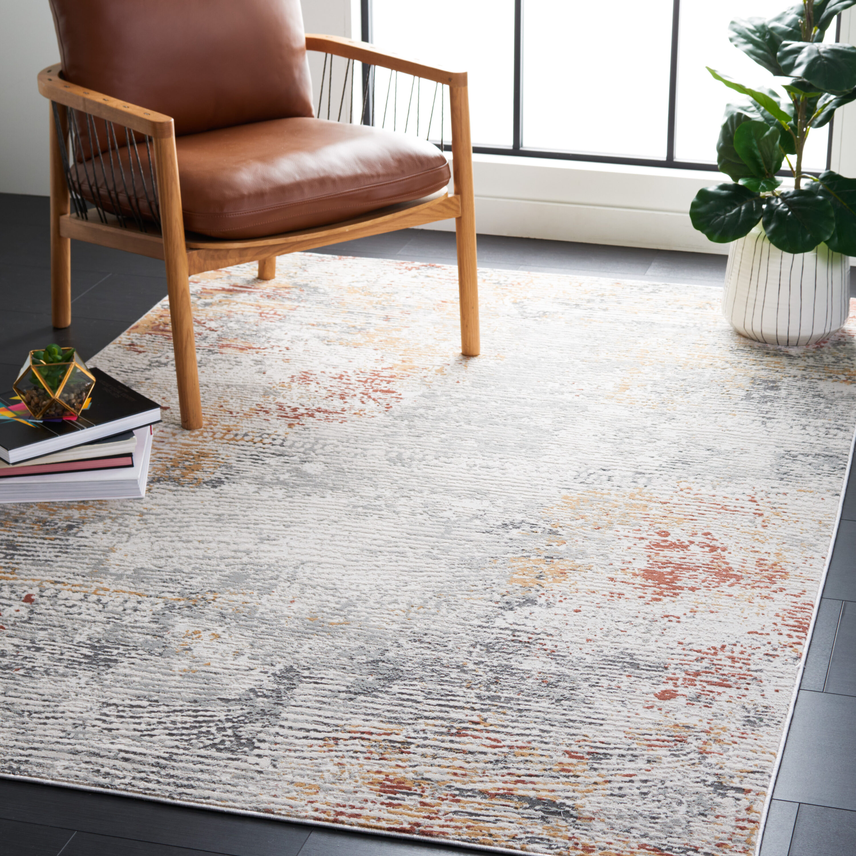 Vogue 204B Beige/Blue Rust 5 x 8 Rectangular Area rug