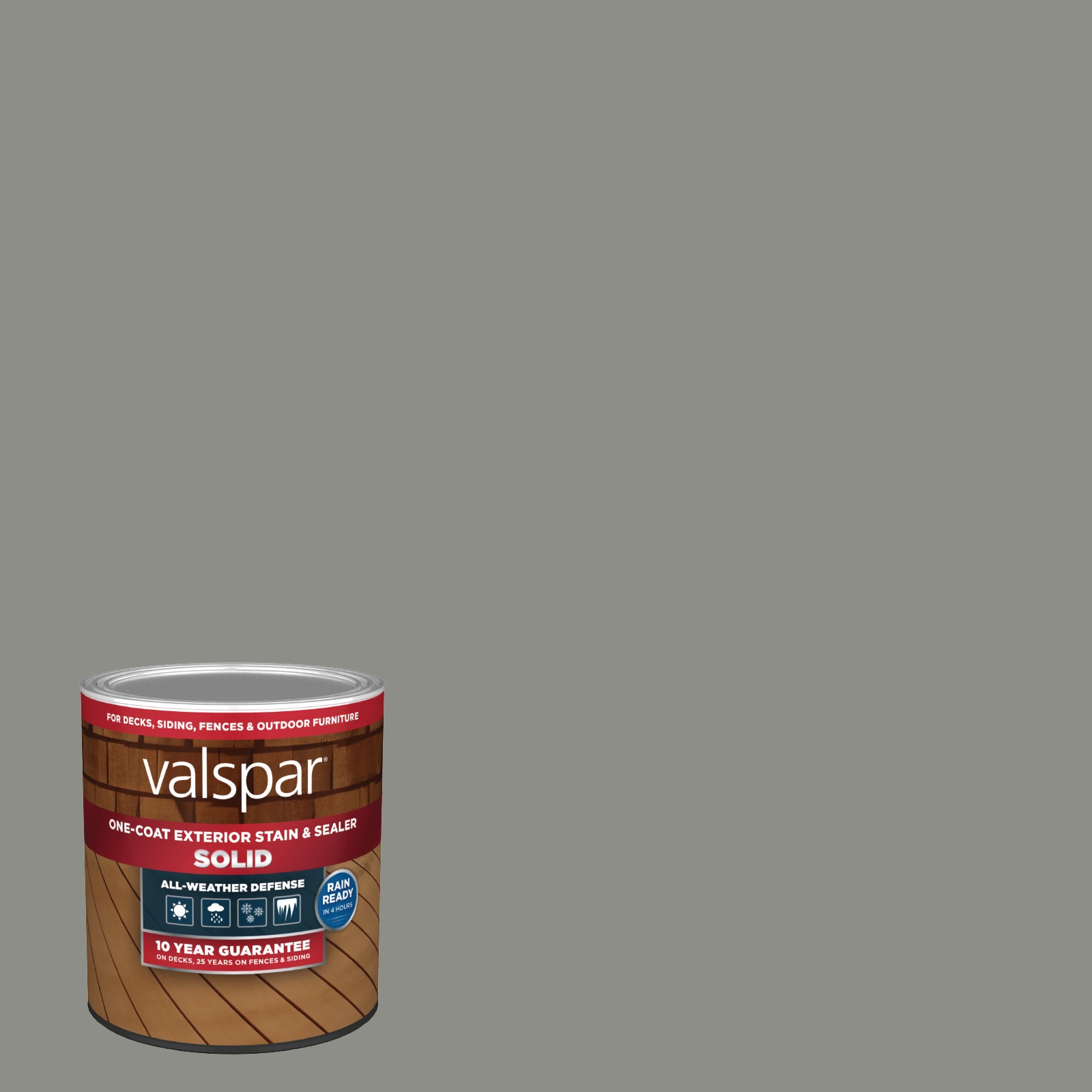 Found Fossil Solid Exterior Wood Stain and Sealer (1-quart) in Green | - Valspar FOUND FOSSIL-1028090