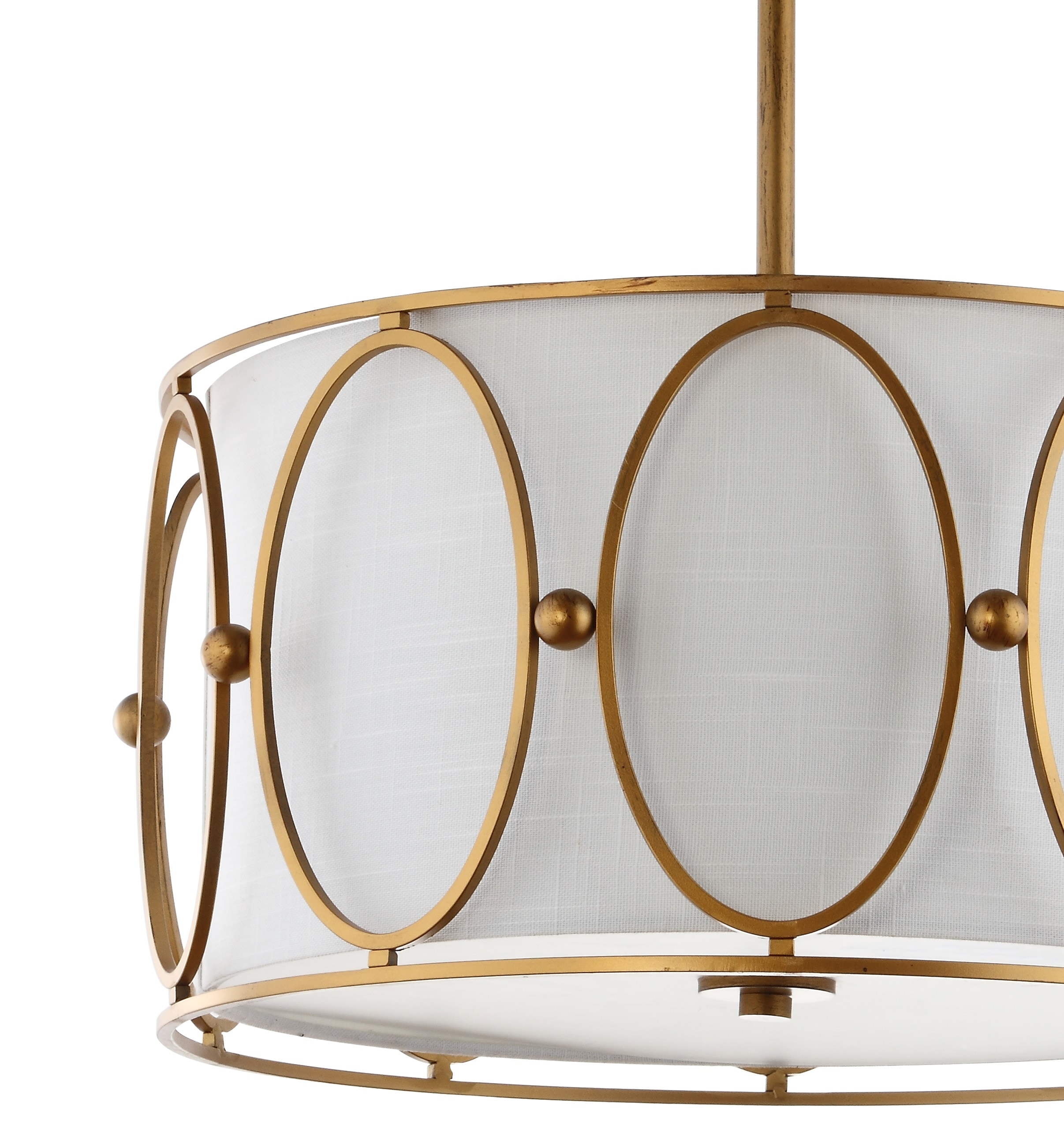JONATHAN Y Violetta Coastal Transitional 3-Light Gold Modern/Contemporary  Drum LED Hanging Pendant Light in the Pendant Lighting department at 