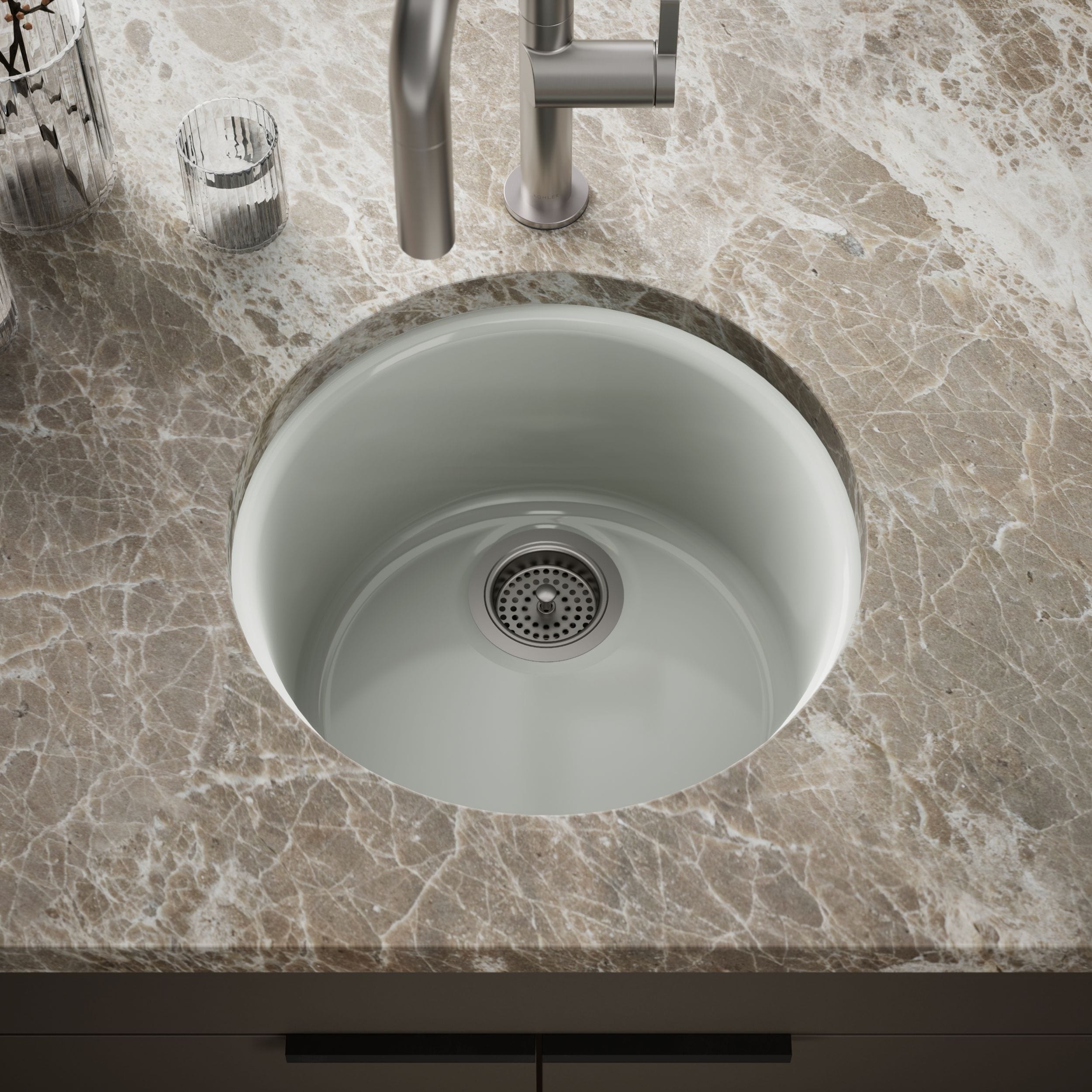 KOHLER Porto Fino 18.375-in L x 18.375-in W Cast iron Dual-mount Residential Bar Sink #6565-FF