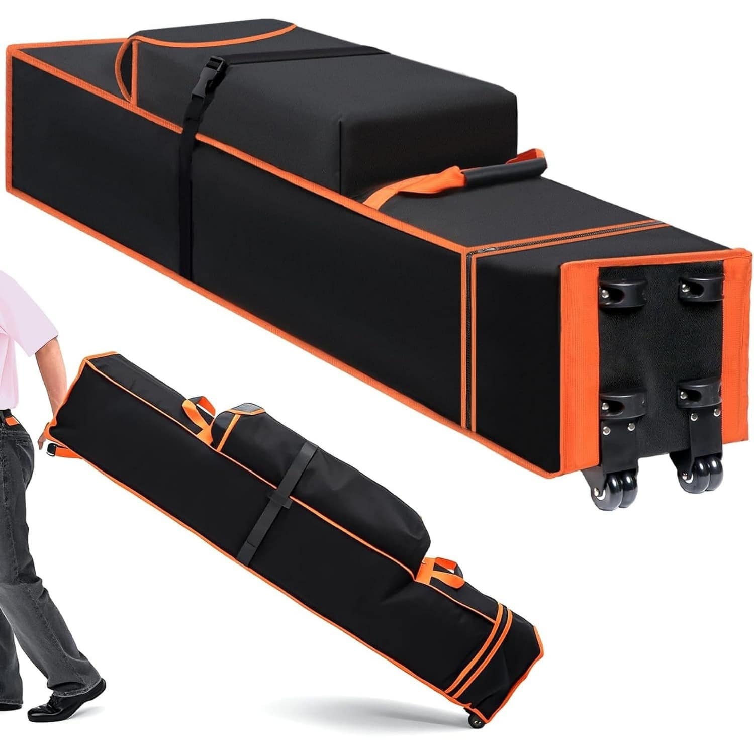 Angel Sar - Black Heavy Duty Canopy Bag Replacement with 2-Wheel for 10x10 Pop-up Canopies
