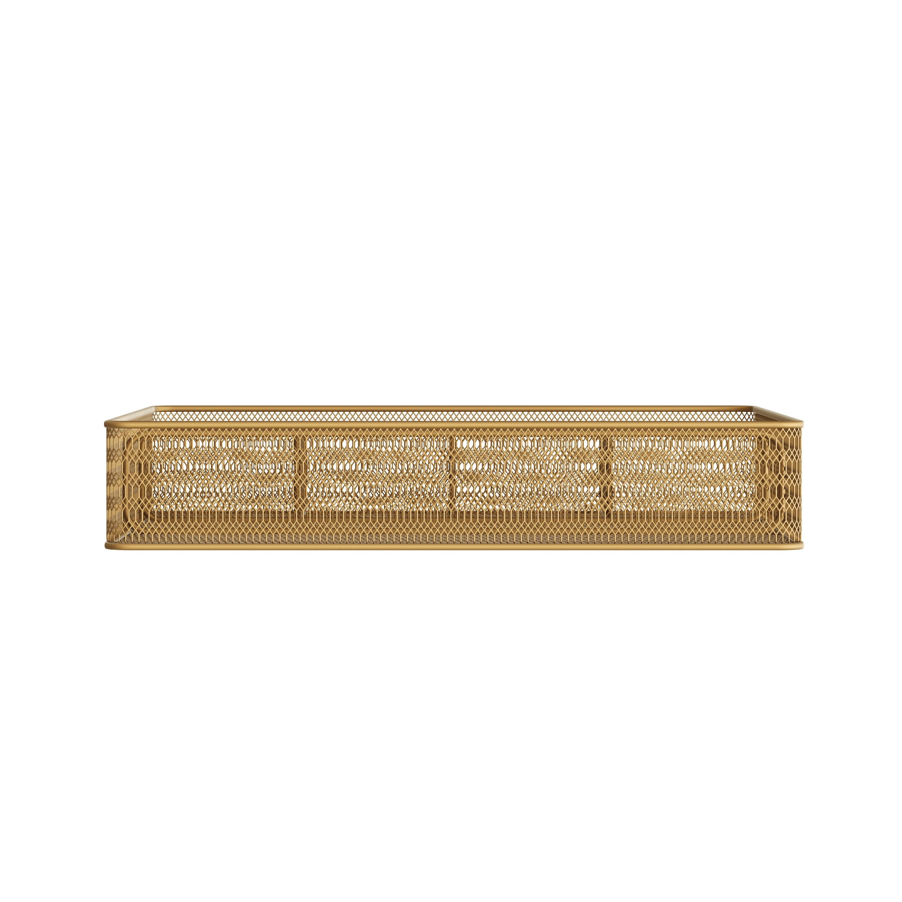 Gold Mesh Metal 6 Compartment Desk Drawer Organizer