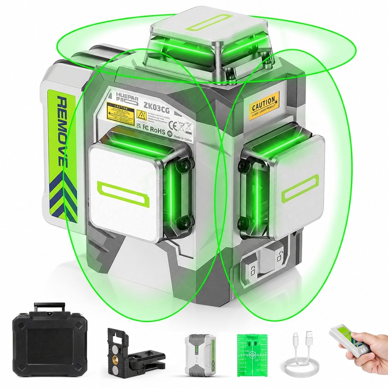 Phewnyzo  Laser Level 360 Self Leveling 3x360 High Accuracy Green Cross Line Laser for Construction and Picture Hanging 12 Lines Level Laser