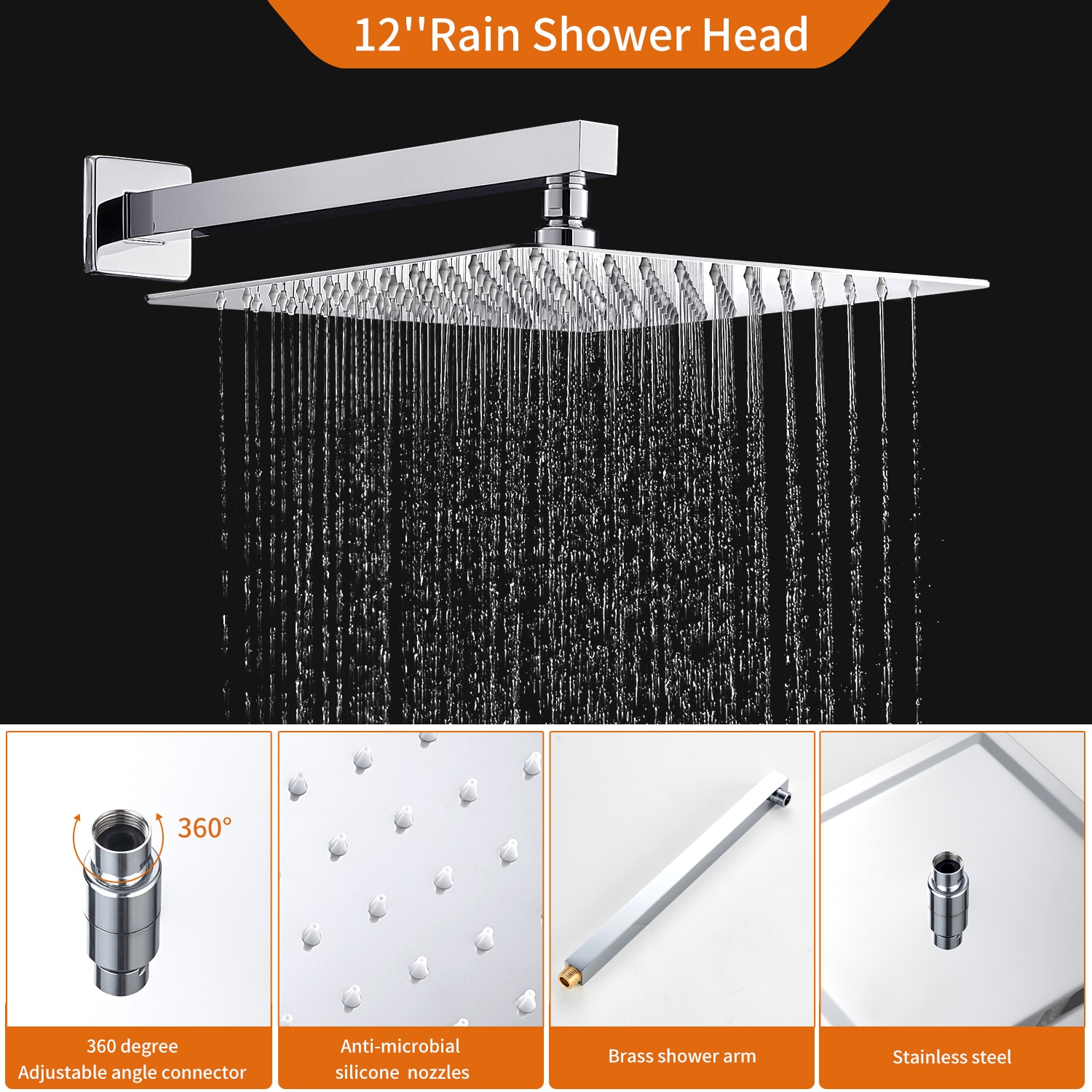 Cobbe Chrome Waterfall Built-In Shower System with 2-way Diverter in ...