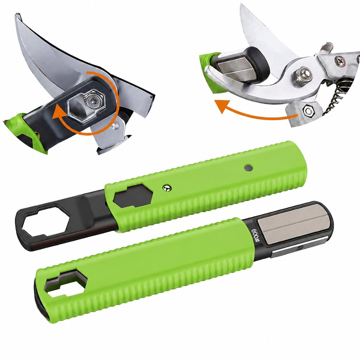 Anqtovp  5 in 1 Garden Tool Blade Sharpener for Lawn Mower Blades Pruners Axes Machetes Hedge Shears Scissors Hatchets Pocket Knives with