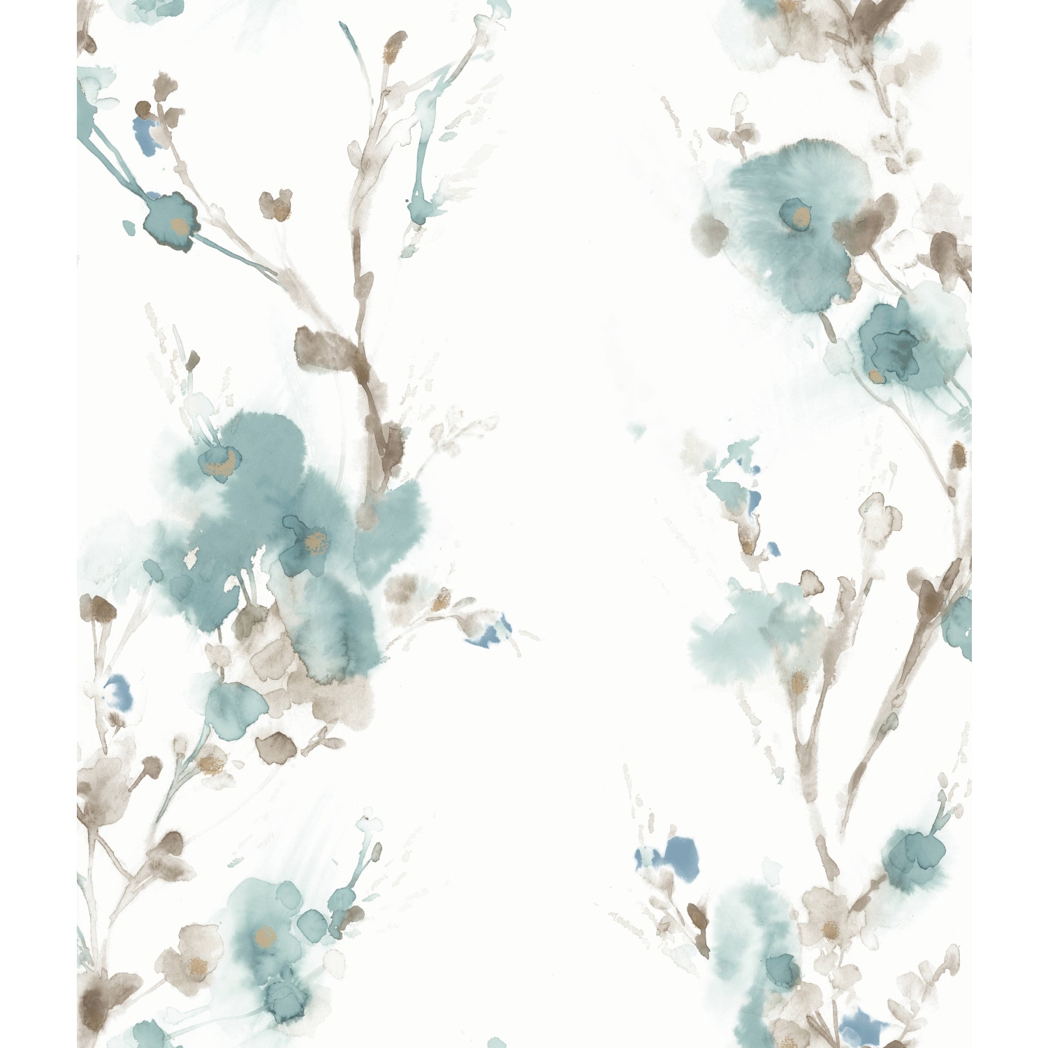 York Wallcoverings CP1205 Candice Olson Breathless 56.4-Sq. Feet Teal Paper Floral Unpasted Wallpaper