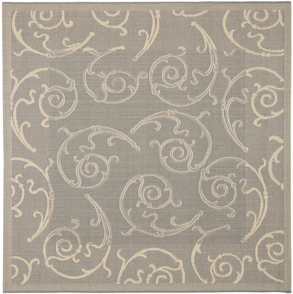Safavieh CY2665-3606-7SQ Courtyard Scrolls 7 x 7 (ft) Loomed Polypropylene Gray/Natural Square Indoor/Outdoor Abstract Coastal Area rug