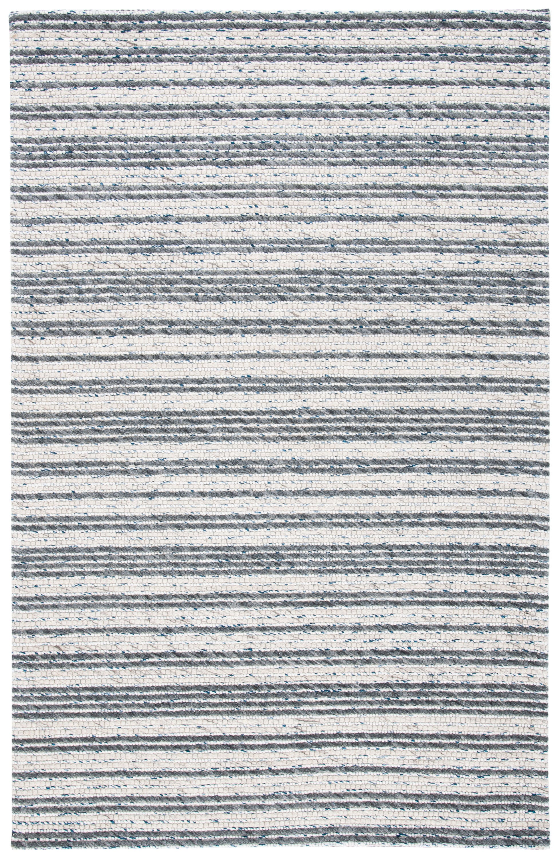 Ivory and Gray Handwoven Flatweave Wool Area Rug
