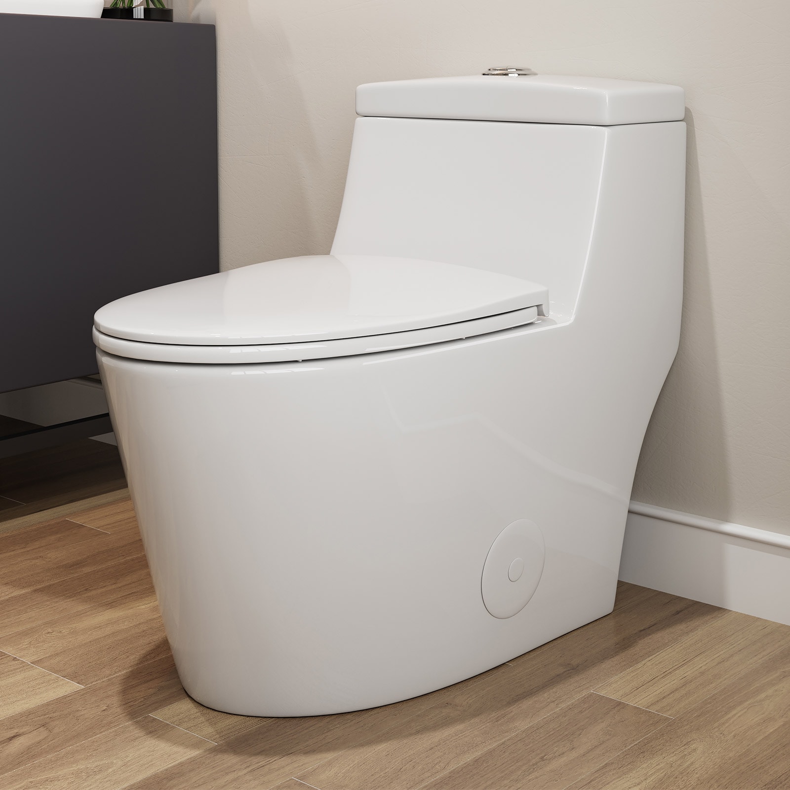 HOROW HR-0080 White Elongated Standard height 12-in Rough-In 1.28 GPF Dual Slow Close Feature 1-piece Toilet