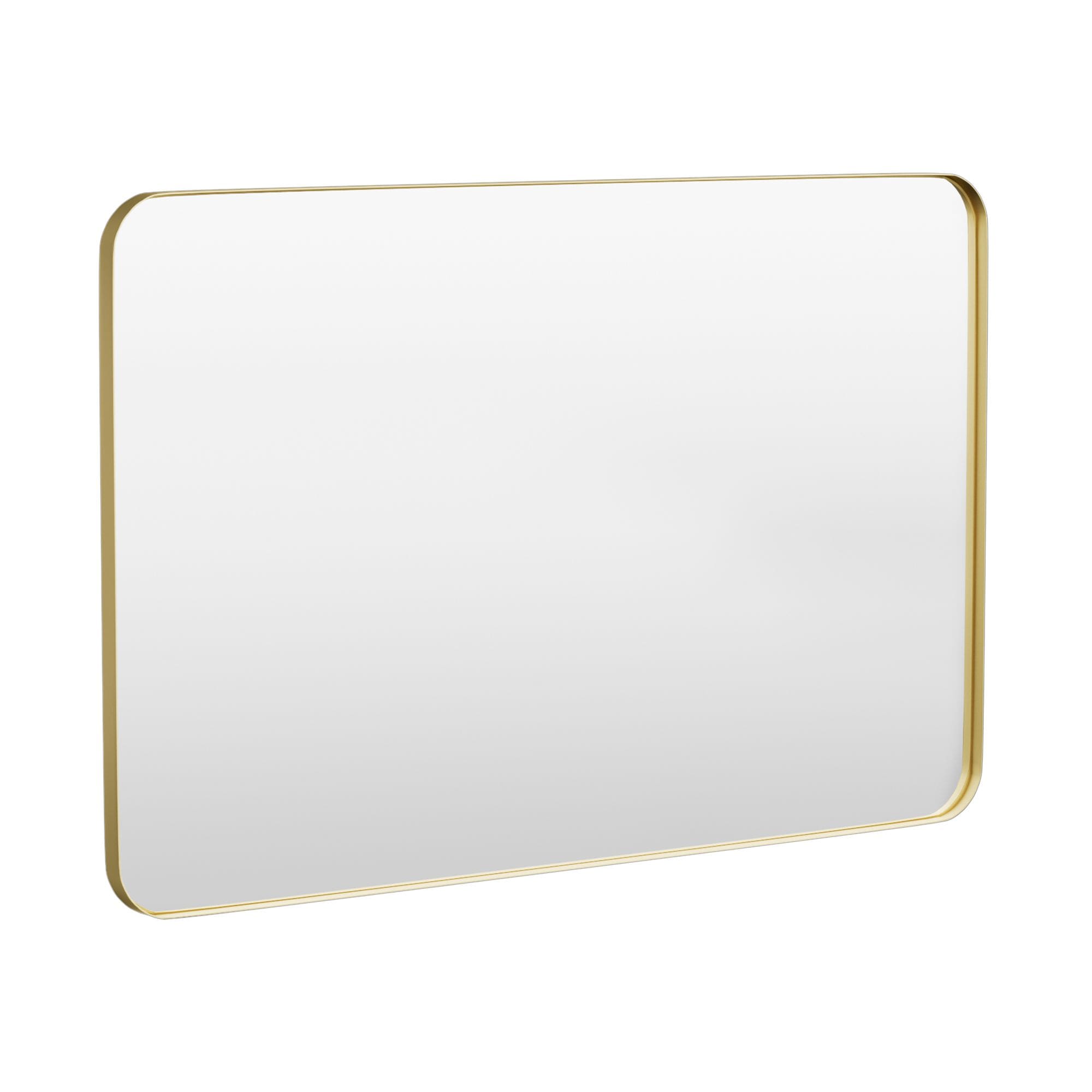 LOVMOR Y-TM5536-G 55 in. W x 36 in. H Tempered Glass Rounded Rectangle Framed Wall-Mounted Bathroom Vanity Mirror in Gold