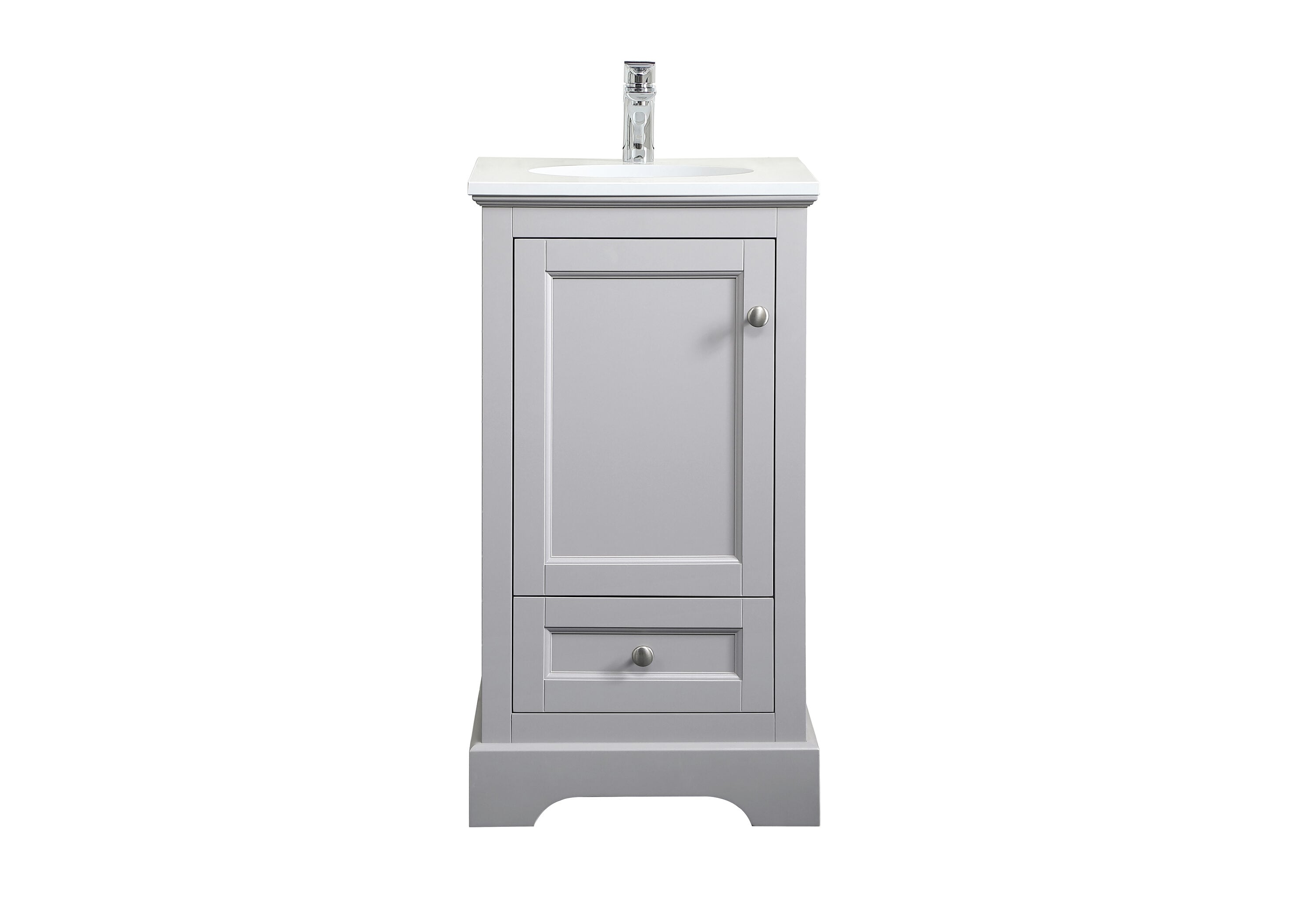 Elegant Decor HF46554GR 19-in Grey Undermount Single Sink Bathroom Vanity with Ivory White Engineered Marble Top