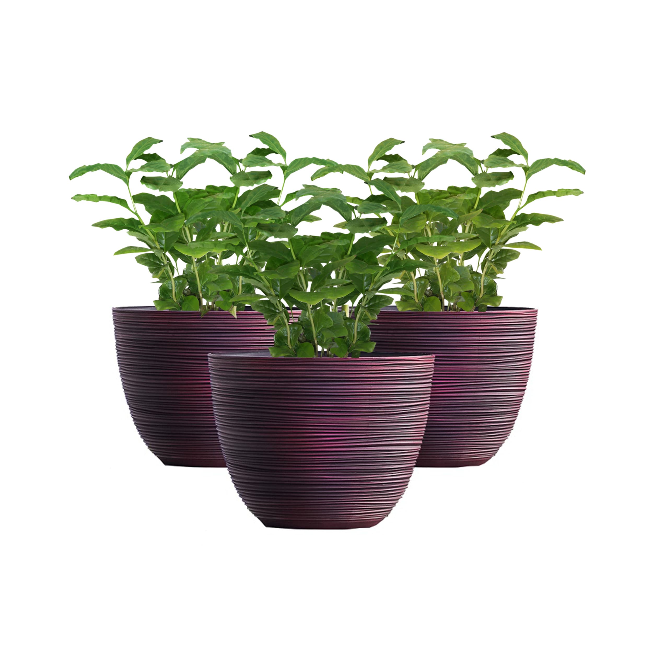 XBrand PL3417RD 3 -Pack Round 15.75-Inches W Extra Large Red Plastic Contemporary/Modern Indoor/Outdoor Planter