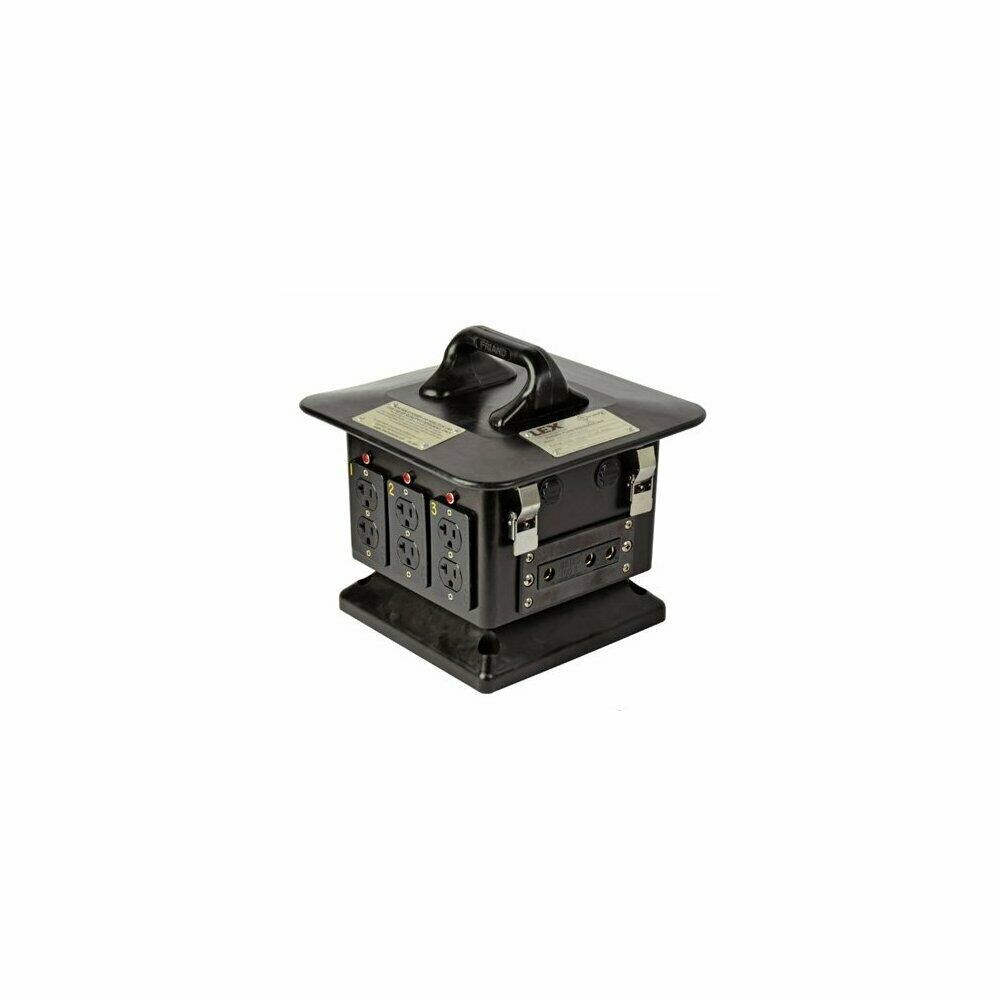  TCNCD341728 LEX Products LEX-DBS100FPB4B2 100A Lunch Box Stage Pin Inlet with 5-20 Duplex Receptacles and Feed Thru Power Distribution Box