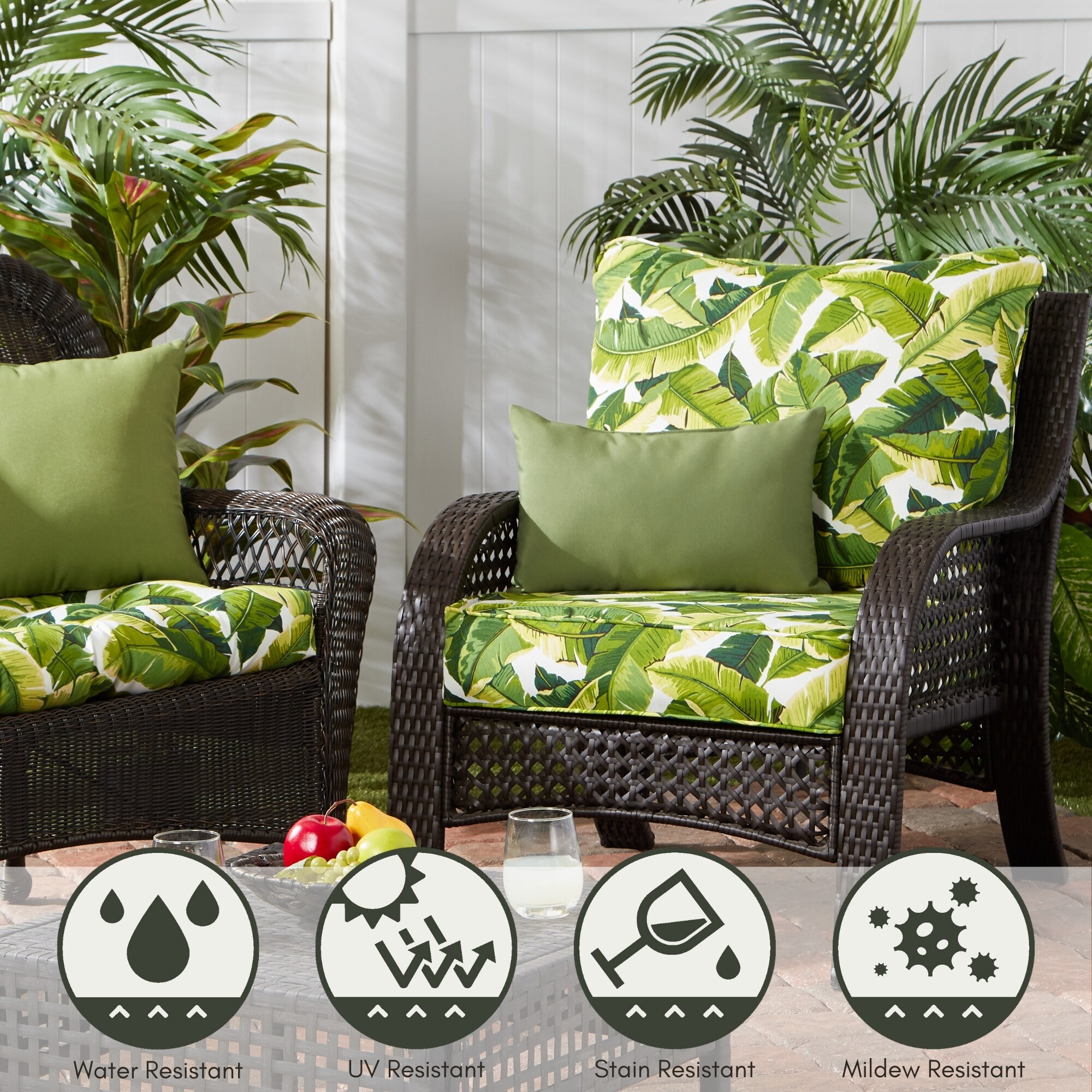 Greendale Home Fashions OC7820-PALM-WHITE Patio-Furniture-Cushions - View #6