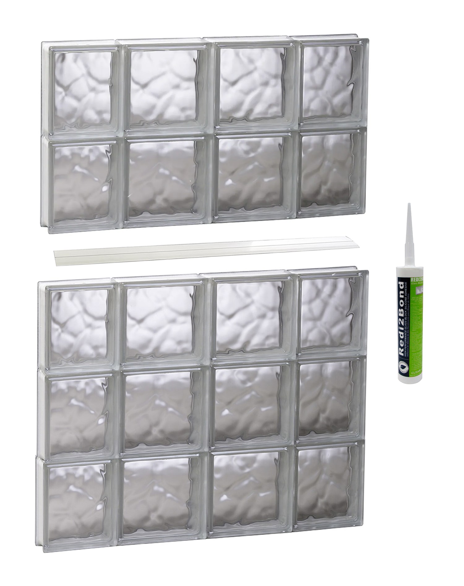 REDI2SET S2840DC Wavy Glass 27-in x 38-3/4-in Frameless Replacement Glass Block Window