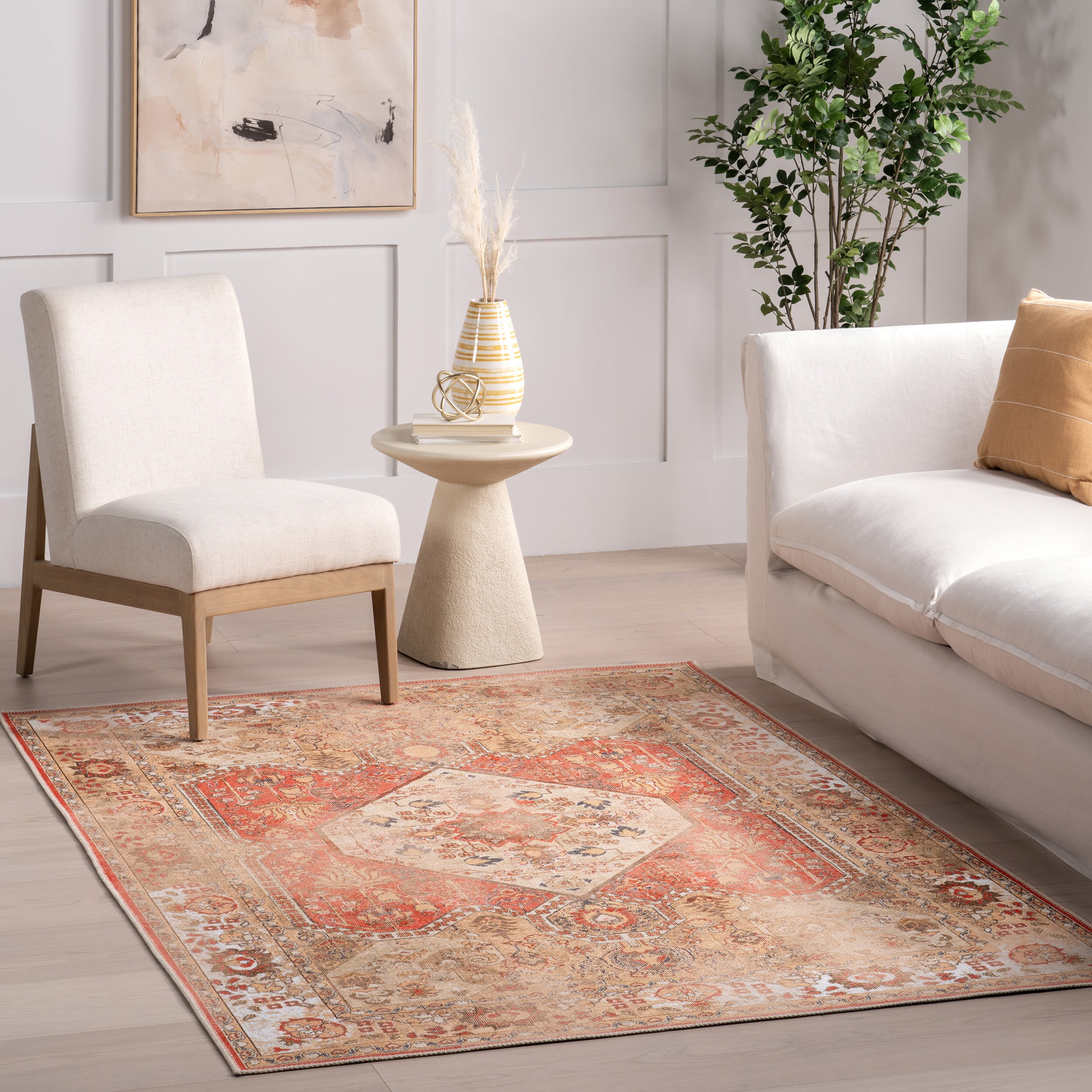 nuLOOM ATCL02A-8010 Dianna 8 x 10 (ft) Loomed Cotton Rust Rectangular Indoor Medallion Oriental Vacuum regularly Area rug