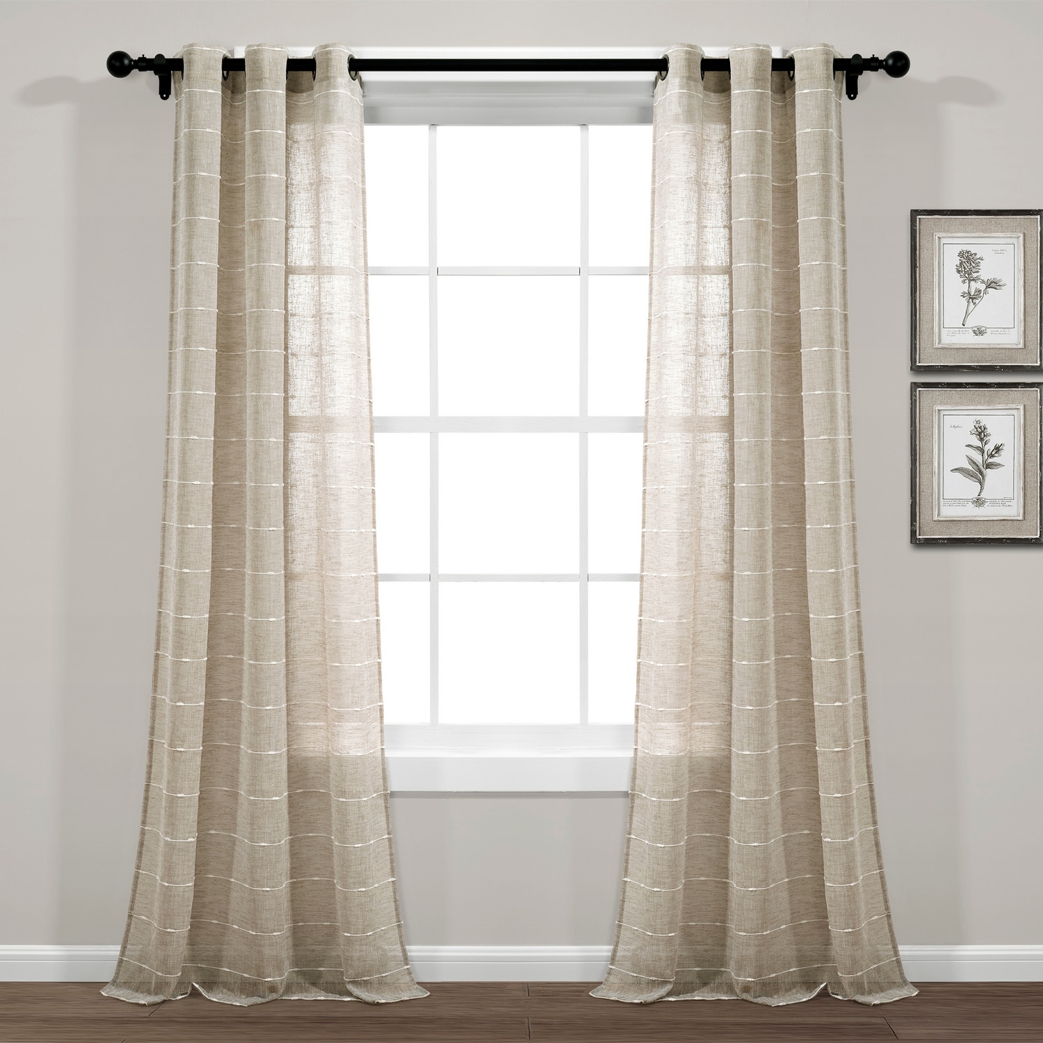 Lush Decor 16T007624 84-Inches Neutral Sheer Grommet Curtain panel pair