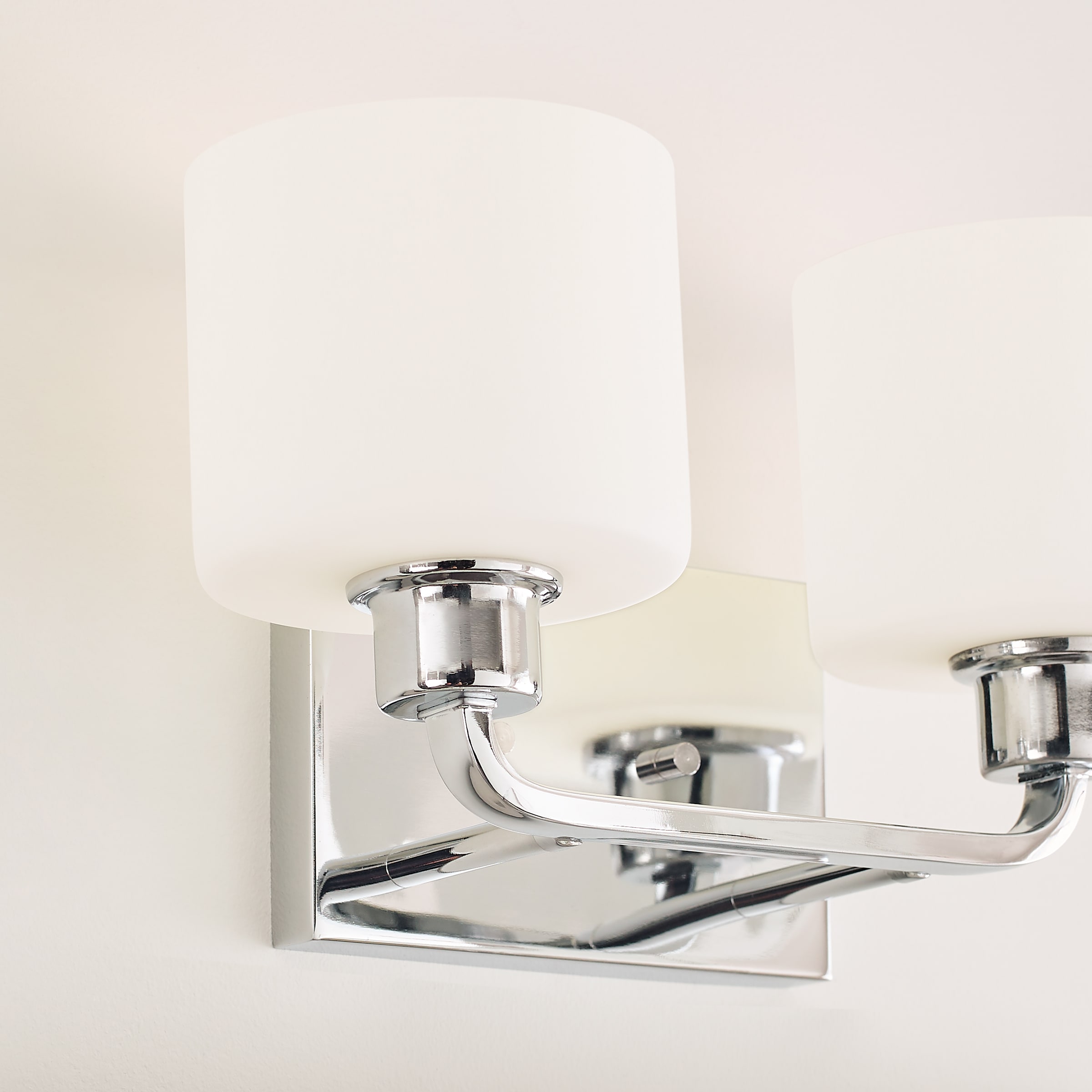 Canfield Chrome 2-Light Wall Sconce with Etched Glass Shade