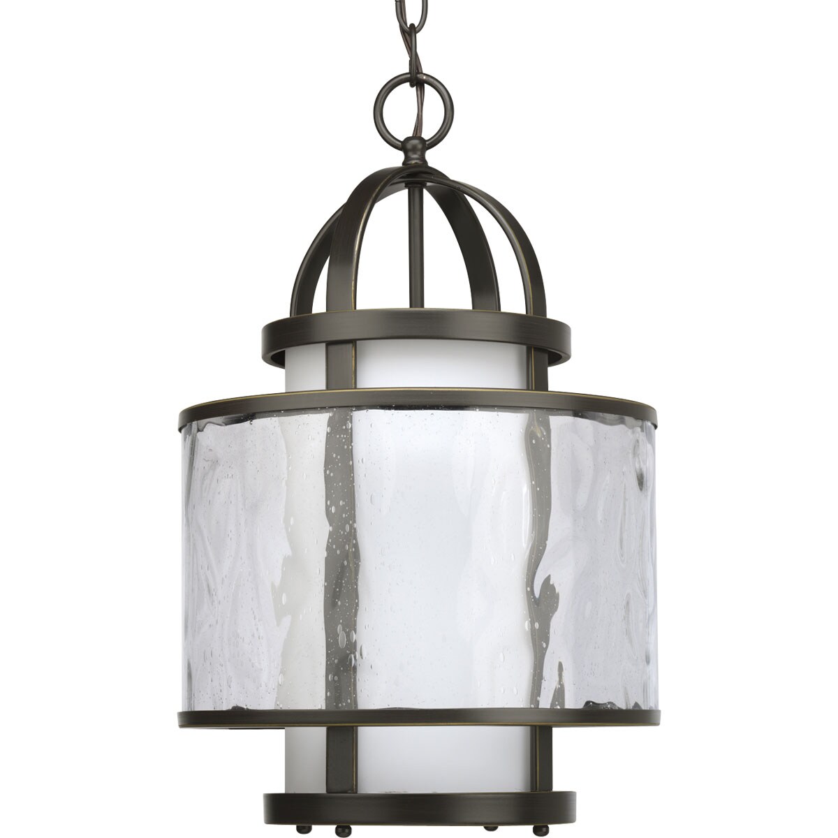 Progress Lighting P3701-20 Bay Court Antique Bronze Coastal Clear Glass Cylinder Hanging Pendant Light