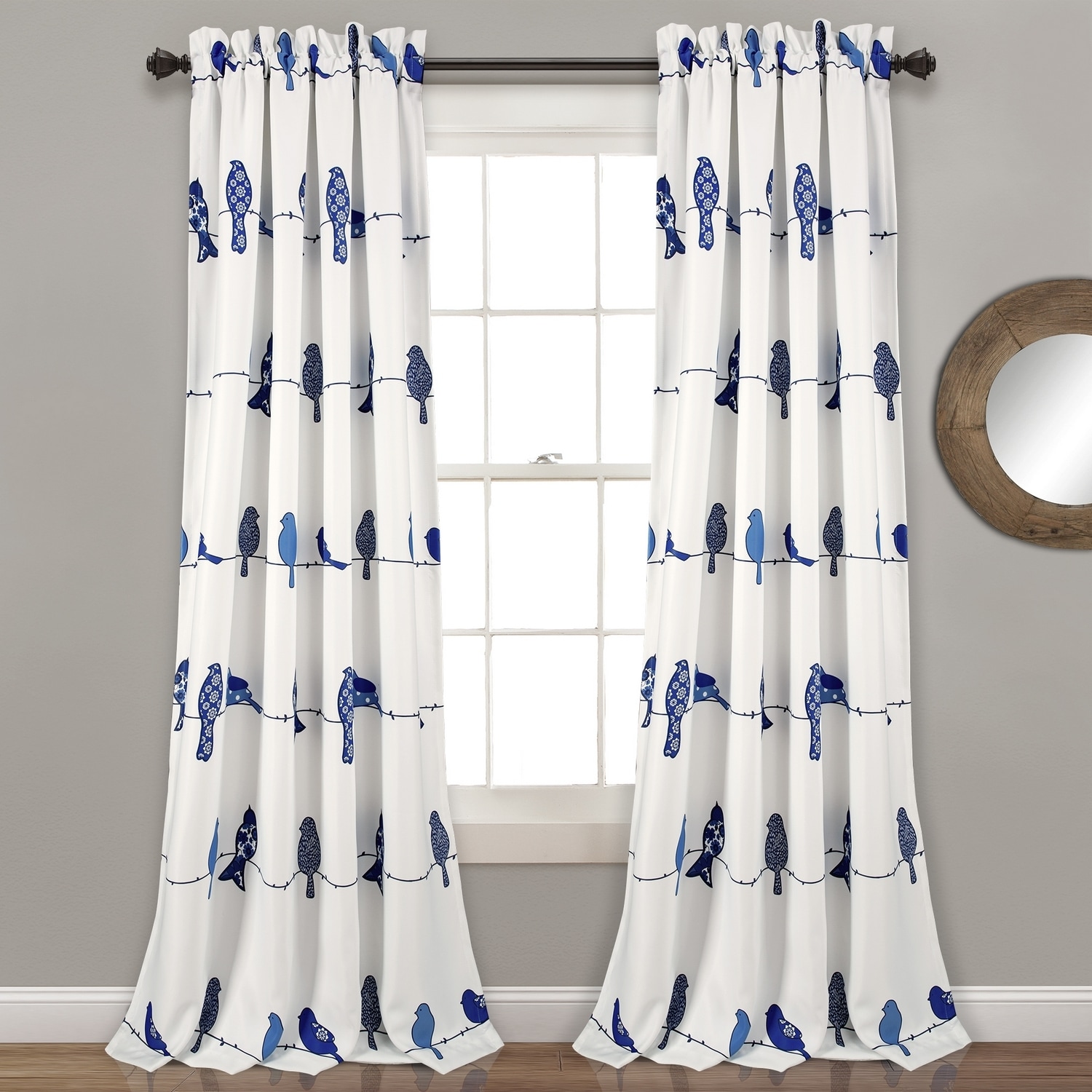 Lush Decor 16T004123 84-Inches Navy Light filtering Rod pocket Curtain panel pair