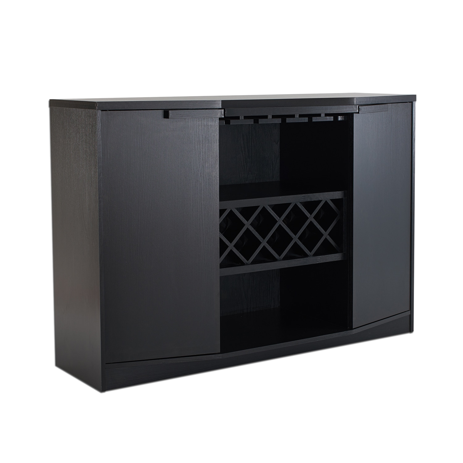 Vetkov Contemporary/Modern Black Buffet with Wine Storage | - Furniture of America YNJ-1445-1