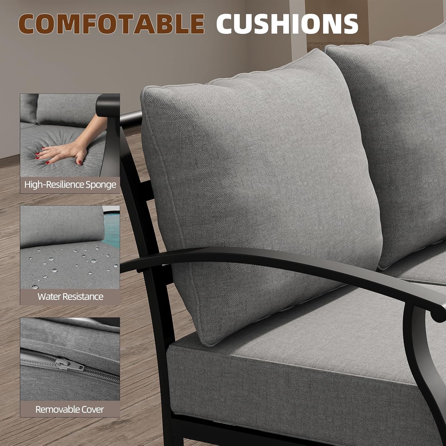 Haxvin HX-4IRONSOFA-GY Patio-Conversation-Sets - View #4