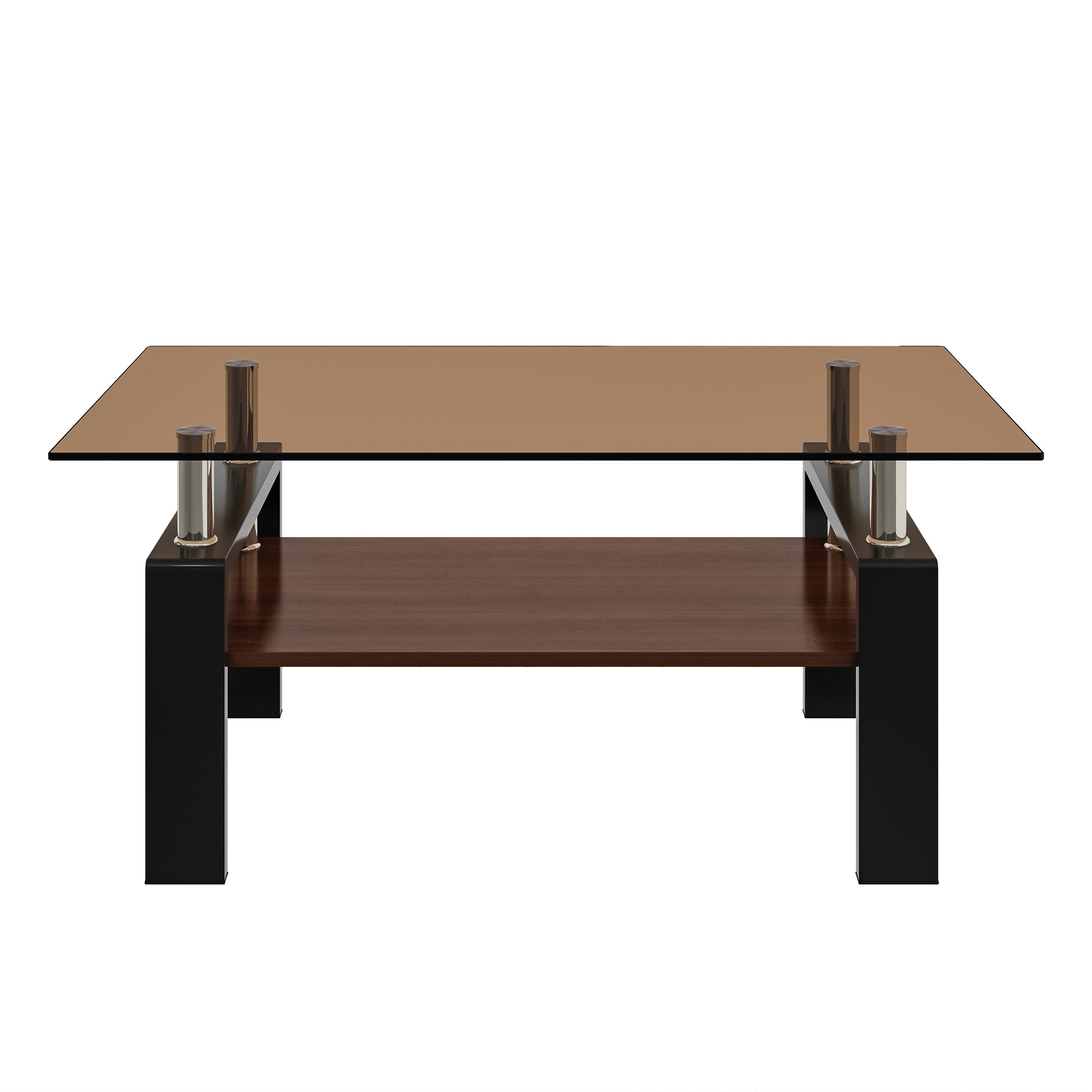 Maocao Hoom JLP181459 Transparent Glass Modern Coffee Table with Storage