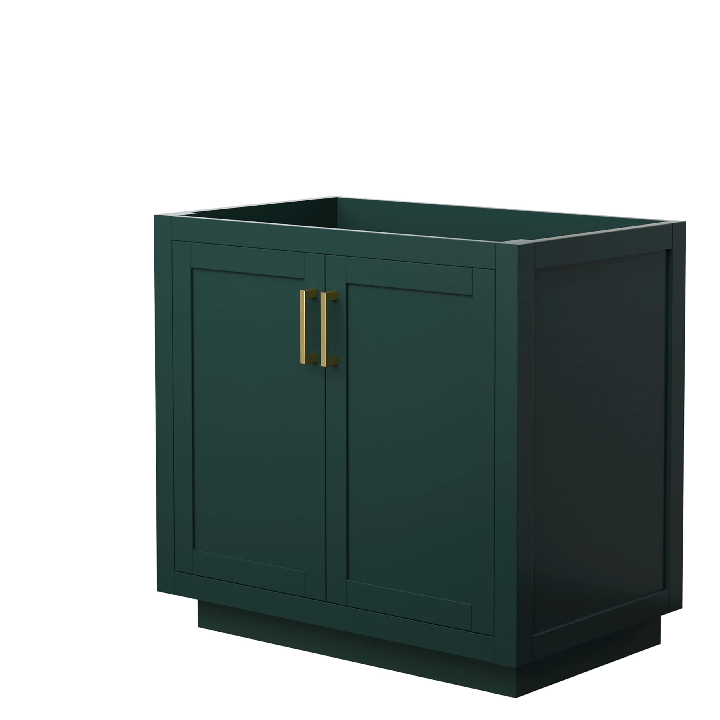 Wyndham Collection WCF292936SGDCXSXXMXX Miranda 36-in Green with Brushed Gold Trim Bathroom Vanity Base Cabinet without Top
