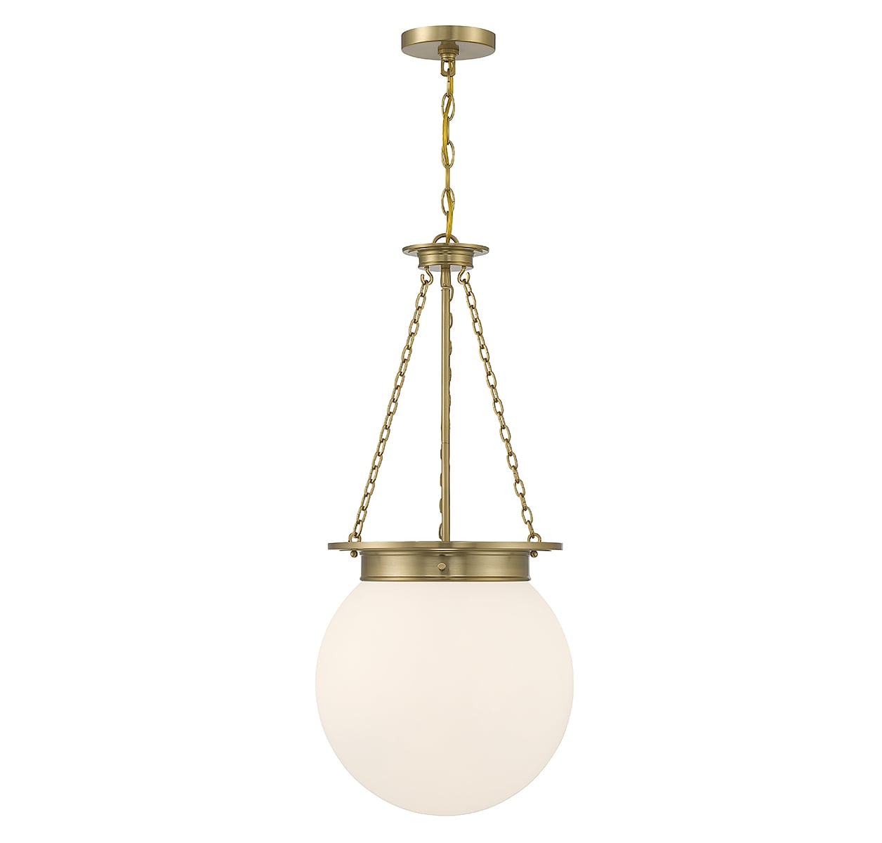 Savoy House Essentials 7-3901-3-322 Manor 3 -Light Warm Brass Vintage Opal glass Globe Medium Hanging Pendant light