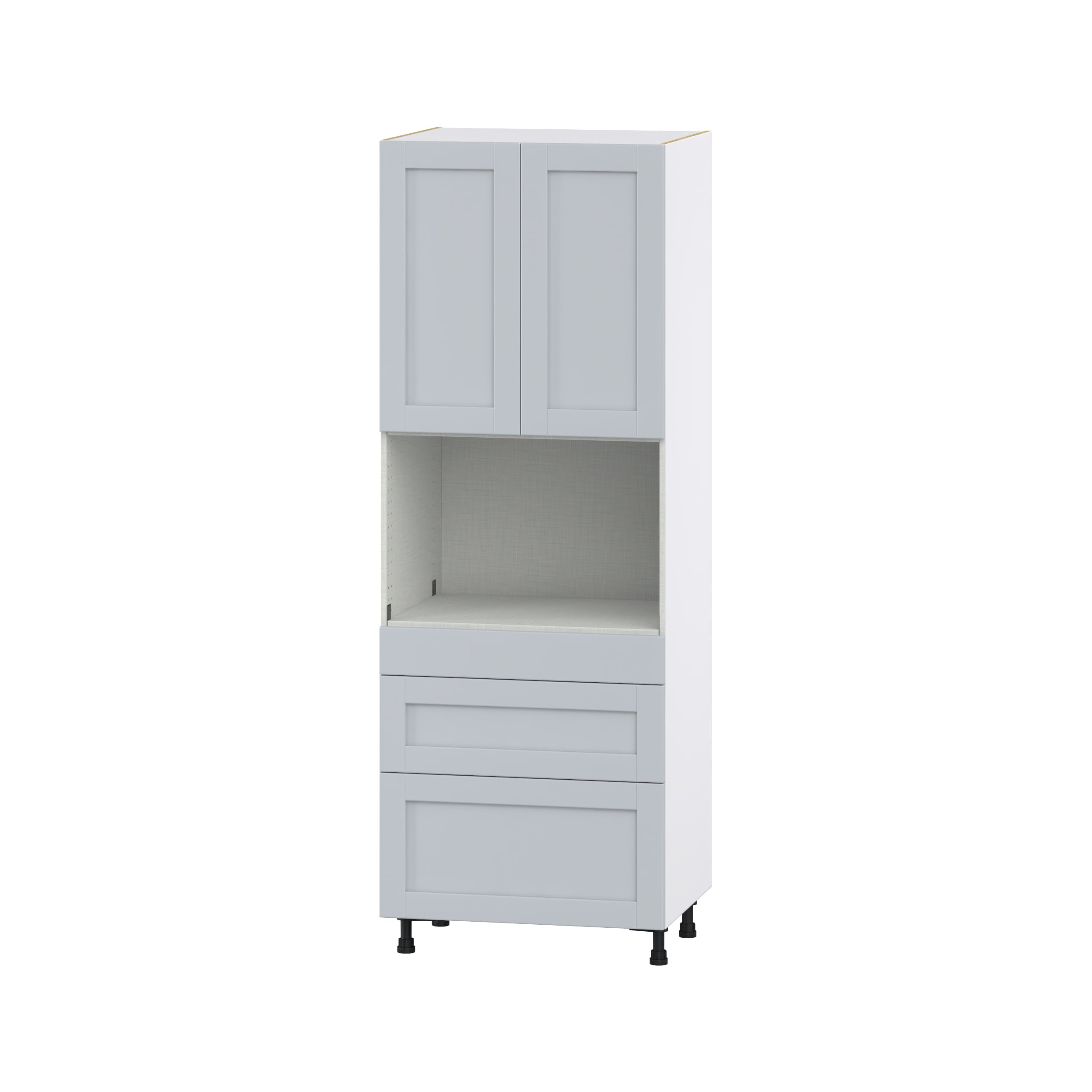 Hugo&Borg Charlesberg 24-in W x 84.5-in H x 24-in D Gray 3-Drawers Pantry Fully Assembled Cabinet (Flat Panel Shaker Style)