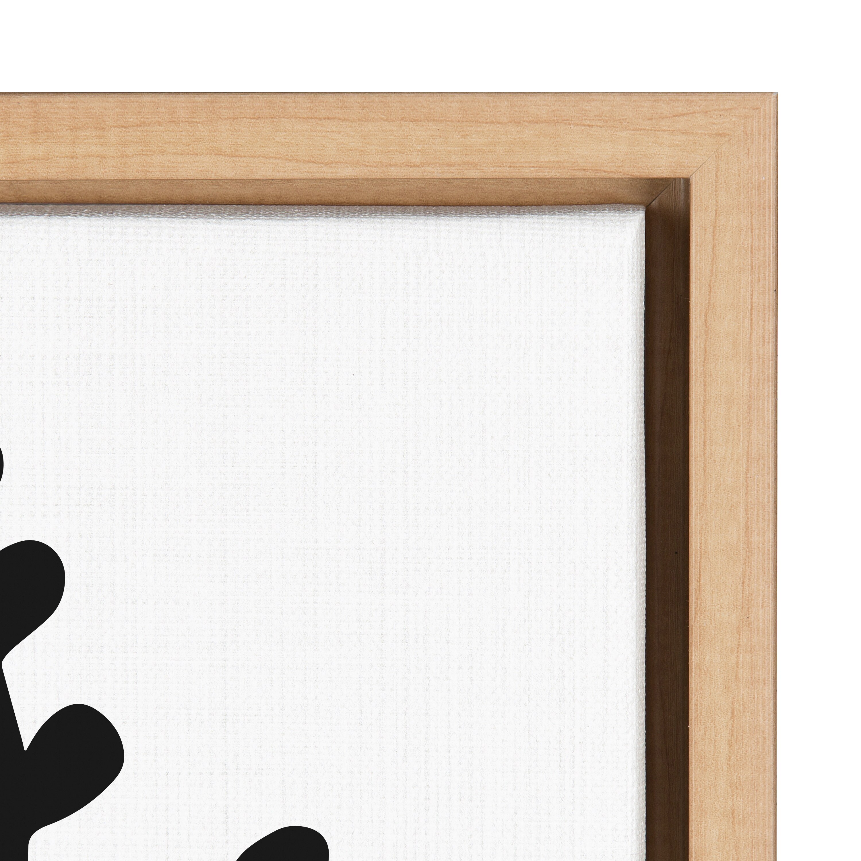 Modern Botanical Black and White Canvas Print Set with Natural Frames