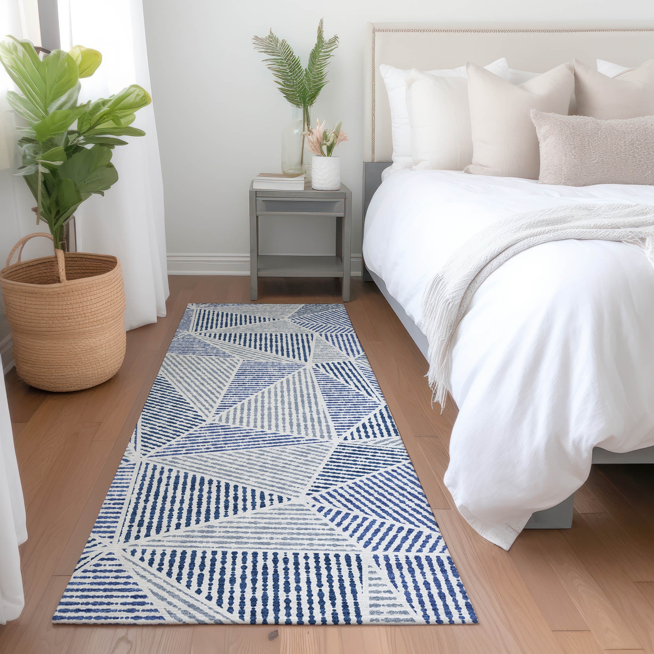 Addison Rugs ACN618NA2X8 Chantille ACN618NA 2 x 7 (ft) Polyester Navy Rectangular Indoor/Outdoor Abstract Machine washable Runner rug