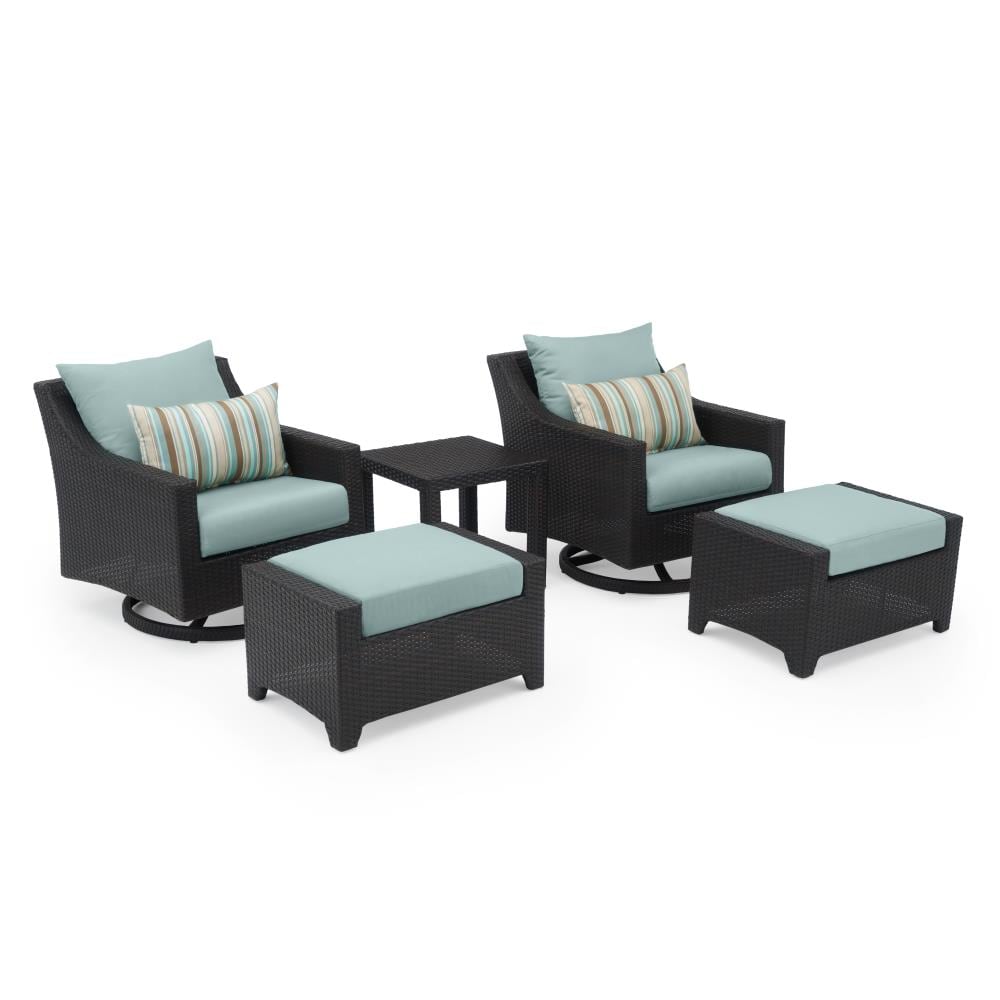 RST Brands OP-PECLB5M-BLS-K Deco 5-Piece Wicker Patio Conversation Set with Blue Sunbrella Cushions