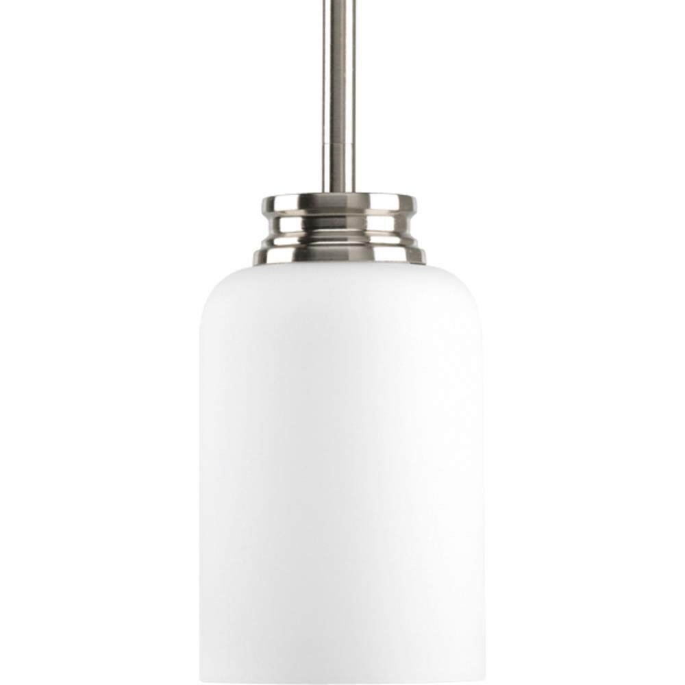 Progress Lighting P5114-09 Orbitz Brushed Nickel Transitional Etched Glass Cylinder Mini Hanging Pendant Light