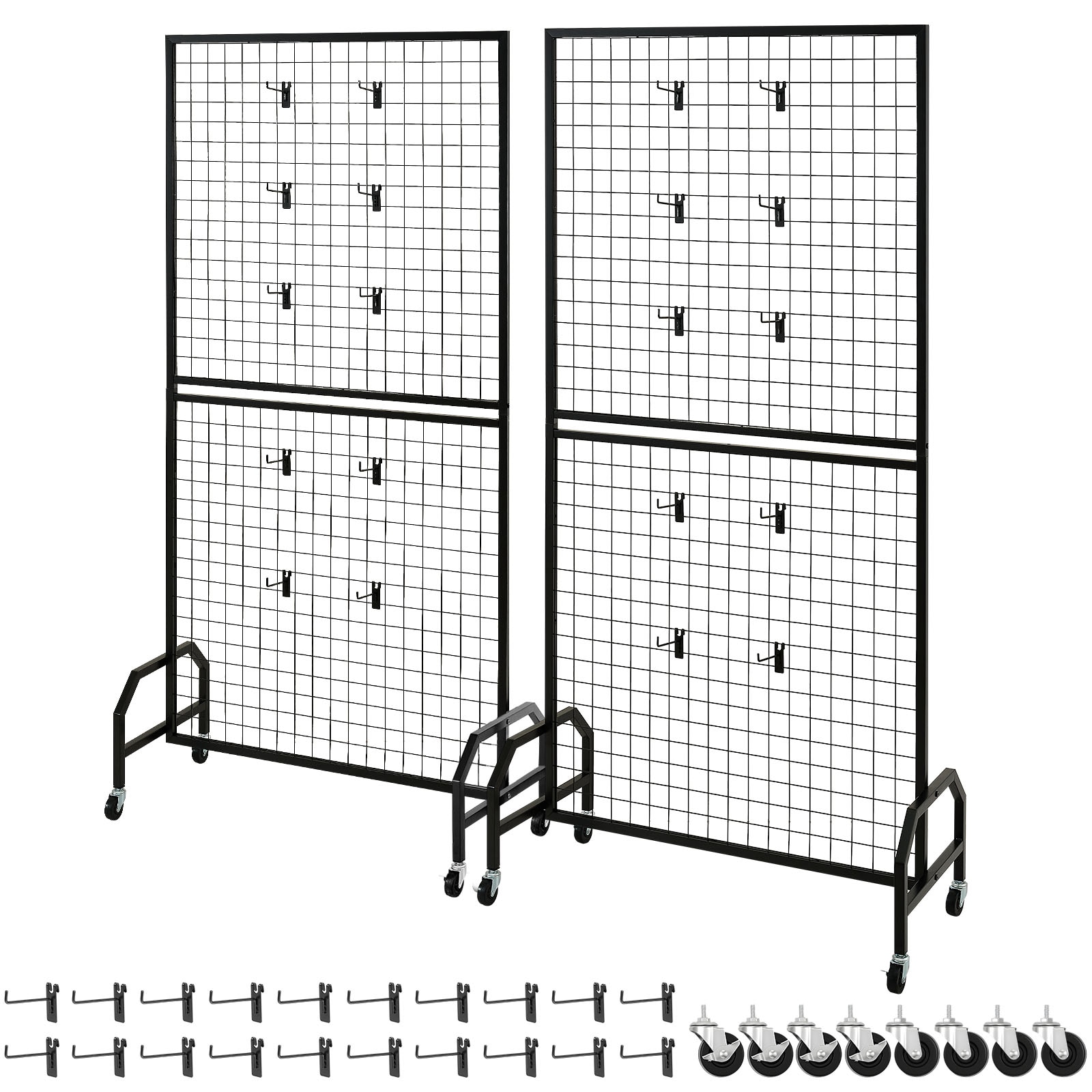 VEVOR 2 Packs Grid Wall Panels 2 -Pack Black Screw Utility rack 45-lb Capacity