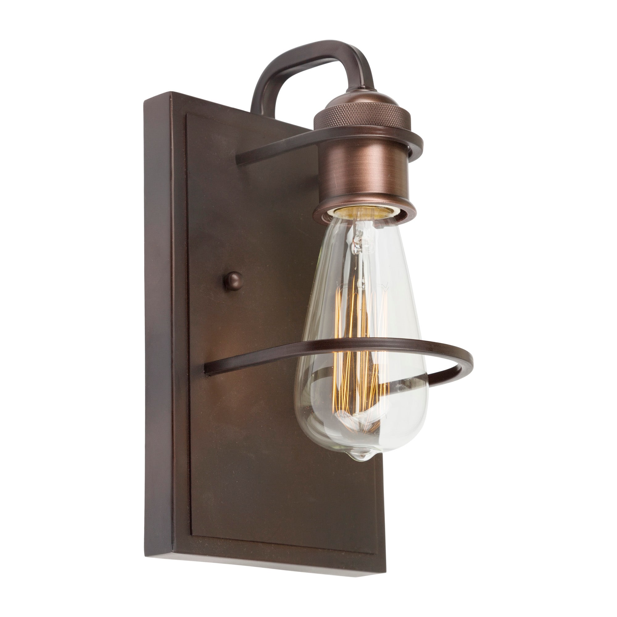 Hoops 5.5-in W 1-Light Antique Bronze Modern/Contemporary Incandescent Wall Sconce | - Forte Lighting 5535-01-32