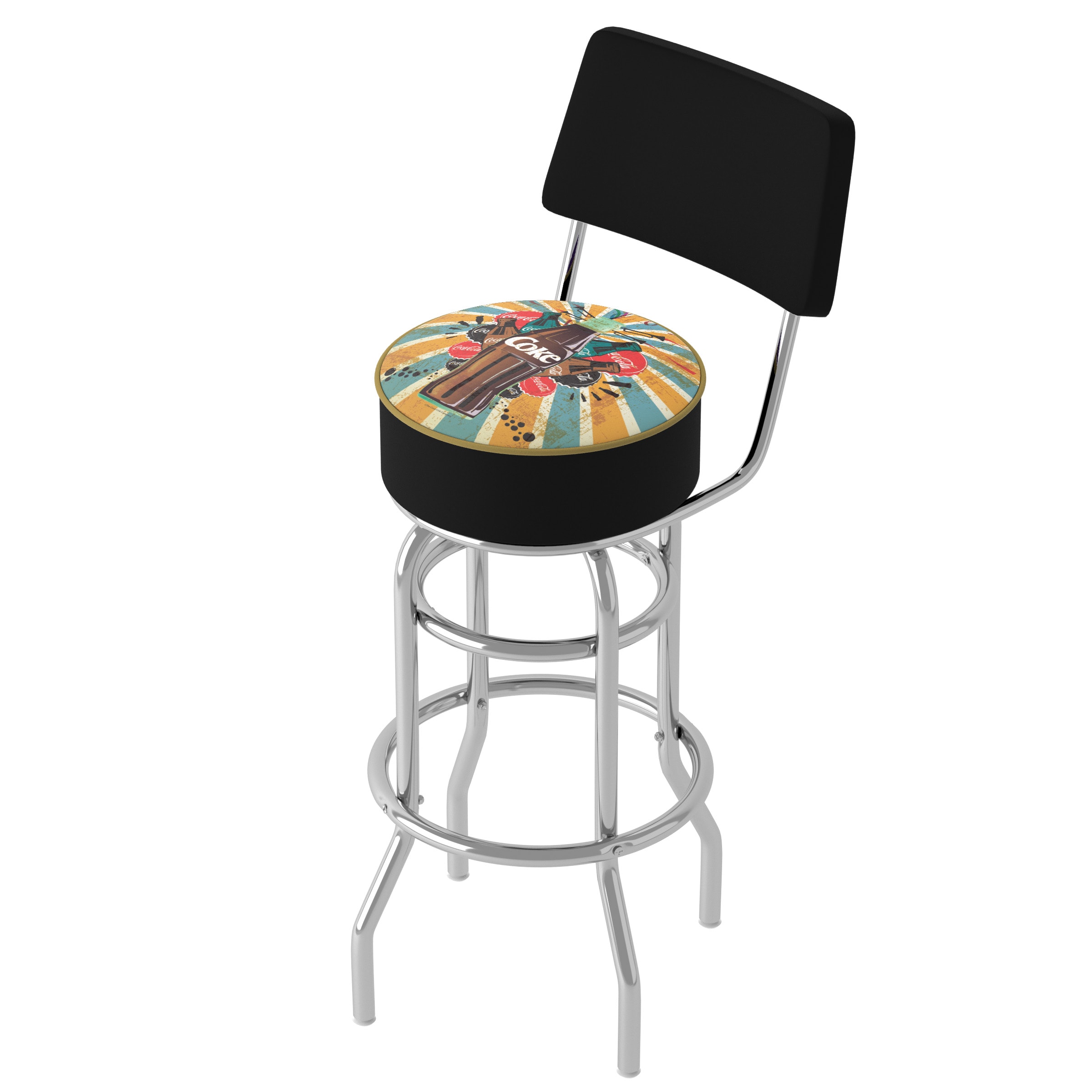 Trademark Gameroom Yellow 5-in H Bar height Upholstered Swivel Metal Bar Stool