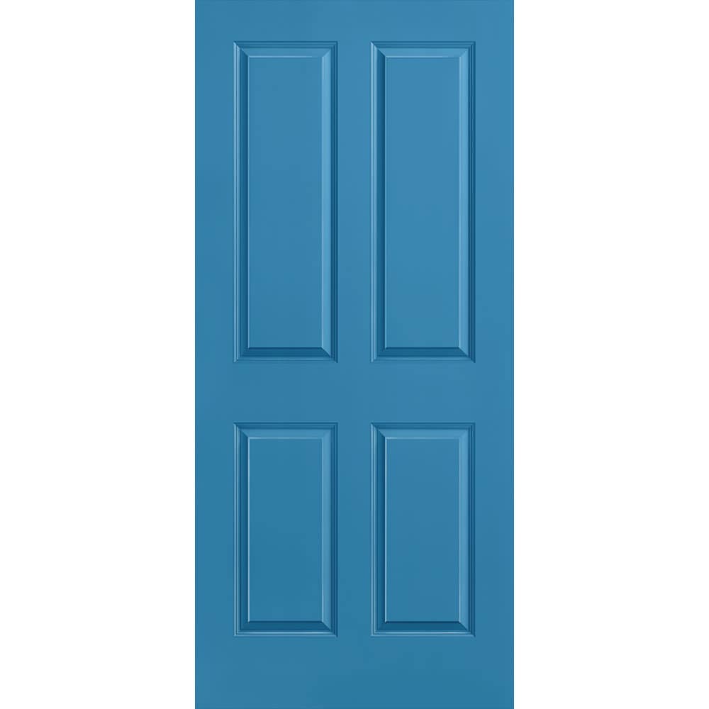Masonite 1316437 Traditional 36-in x 80-in Blue Heron 4 panel square Smooth Solid core Prefinished Molded composite Slab Door